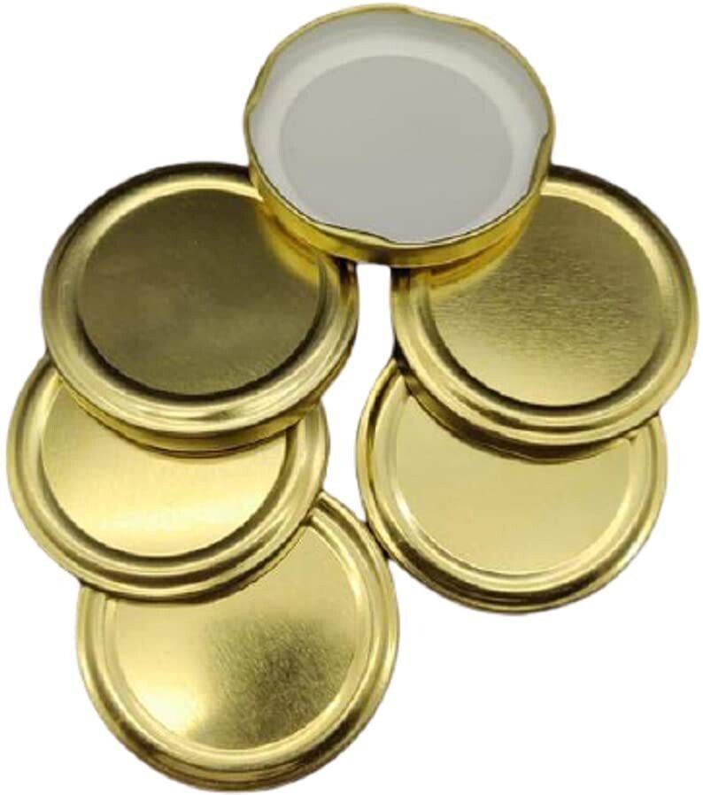 Metal Lug Cap Lid for Glass Jar, 12 Pieces, 63 mm, Gold MATKA AND hexagon 2.48 inch Lid Set