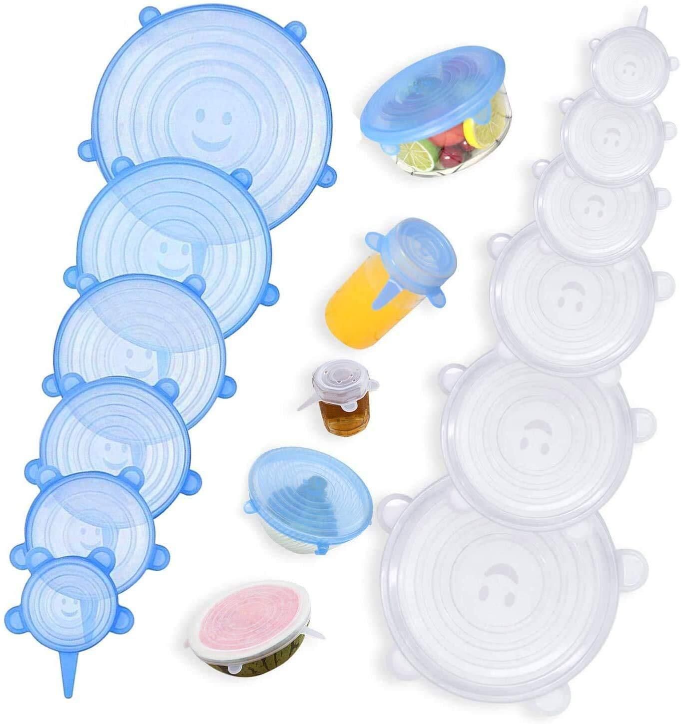 Leak-proof food cover Microwave Safe Silicon Stretchable Lids Reusable Flexible 8 inch Lid Set, Pack of 6-image-0
