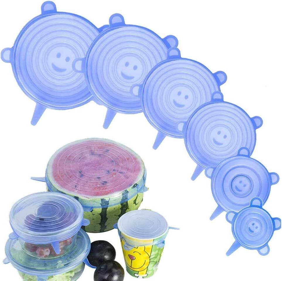 ablue clipper Silicone Stretchable food savers Lid Seal for Containers Dishes Utensils Glass 6 inch, 8 inch, 11 inch, 14 inch, 16 inch, 20 inch Lid Set, Pack of 6-picture-34