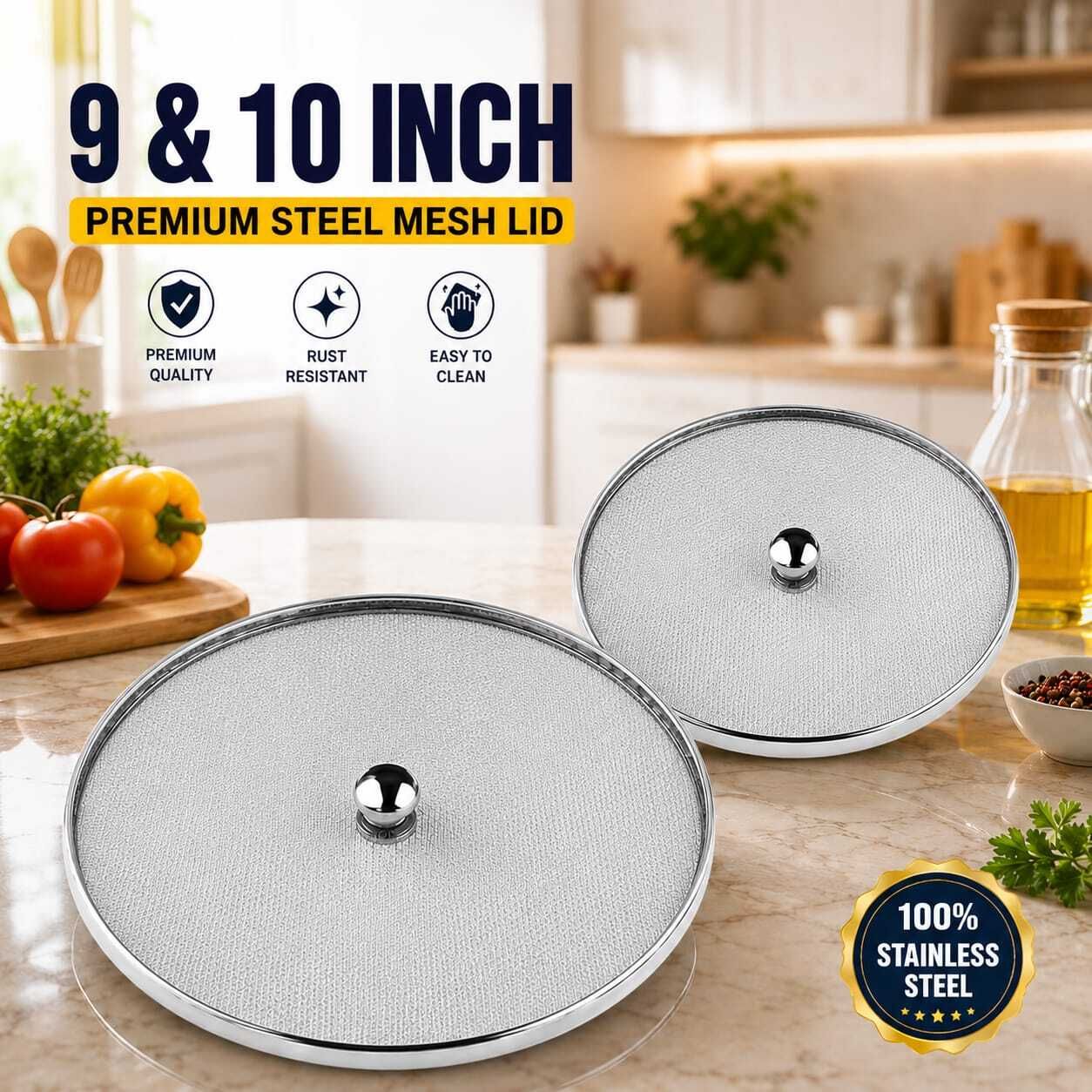ffront Premium Stainless Steel 9 inch, 10 inch Lid Set, Pack of 2-picture-10