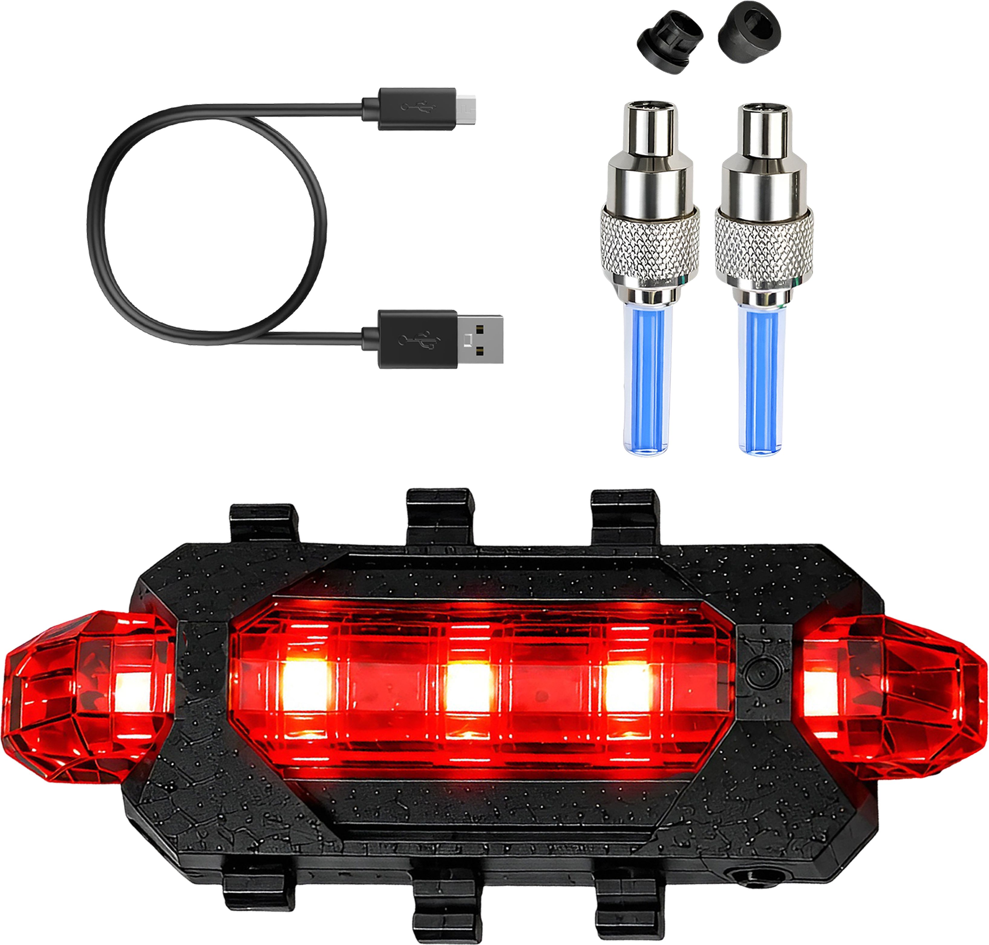 razaiq Cycle Rear Safety Light Blue LED Valve Cap USB Rechargeable Combo Kit LED Rear Break Light-picture-17