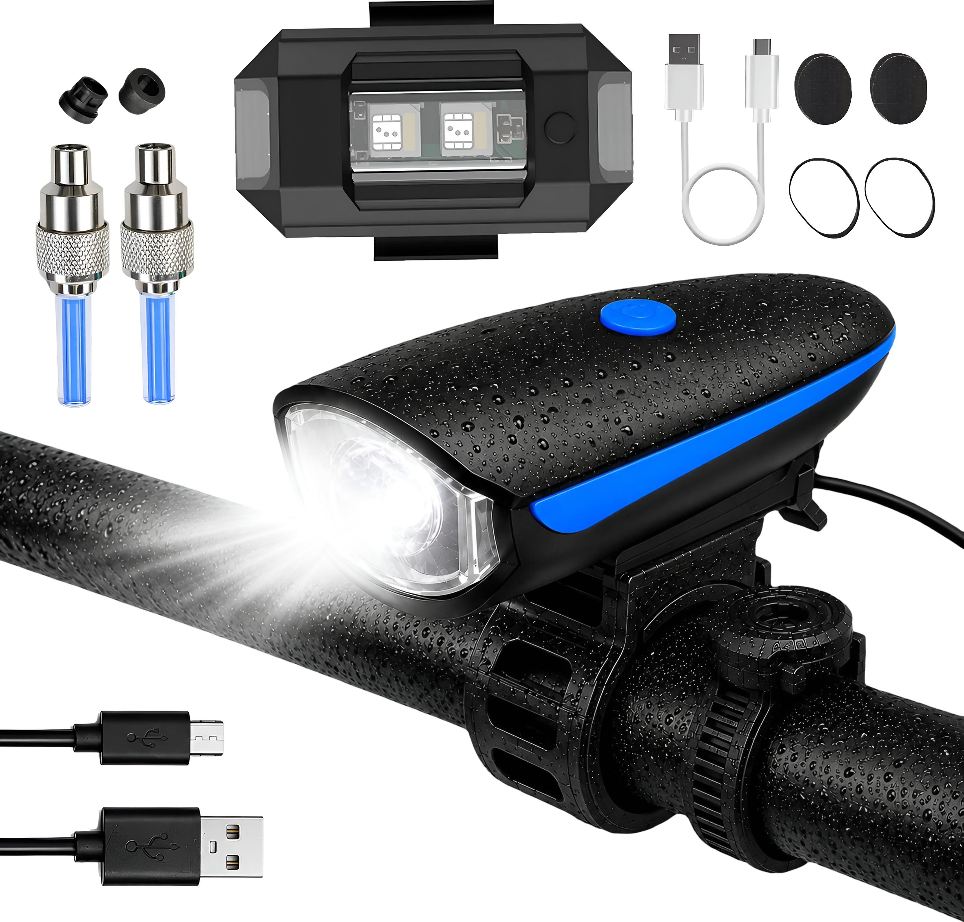 razaiq Bicycle Light Set with Front LED, 7 Color Blinker & Valve Tyre Lights LED Front Rear Light Combo-picture-10