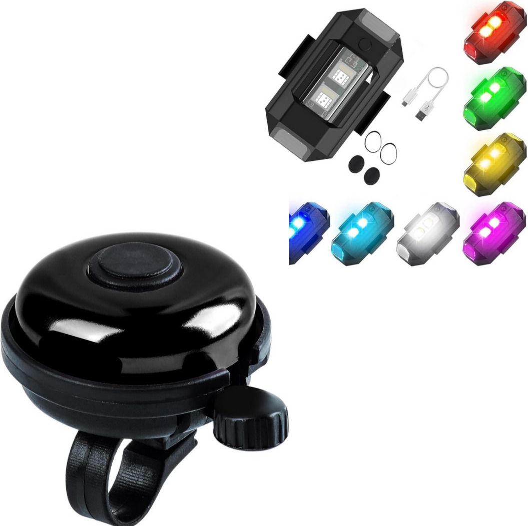 Bicycle/Cycle Plastic Ultra Loud Bell With 7 Modes Colourful Light Combo Offer LED Wheel Reflectors-image-23