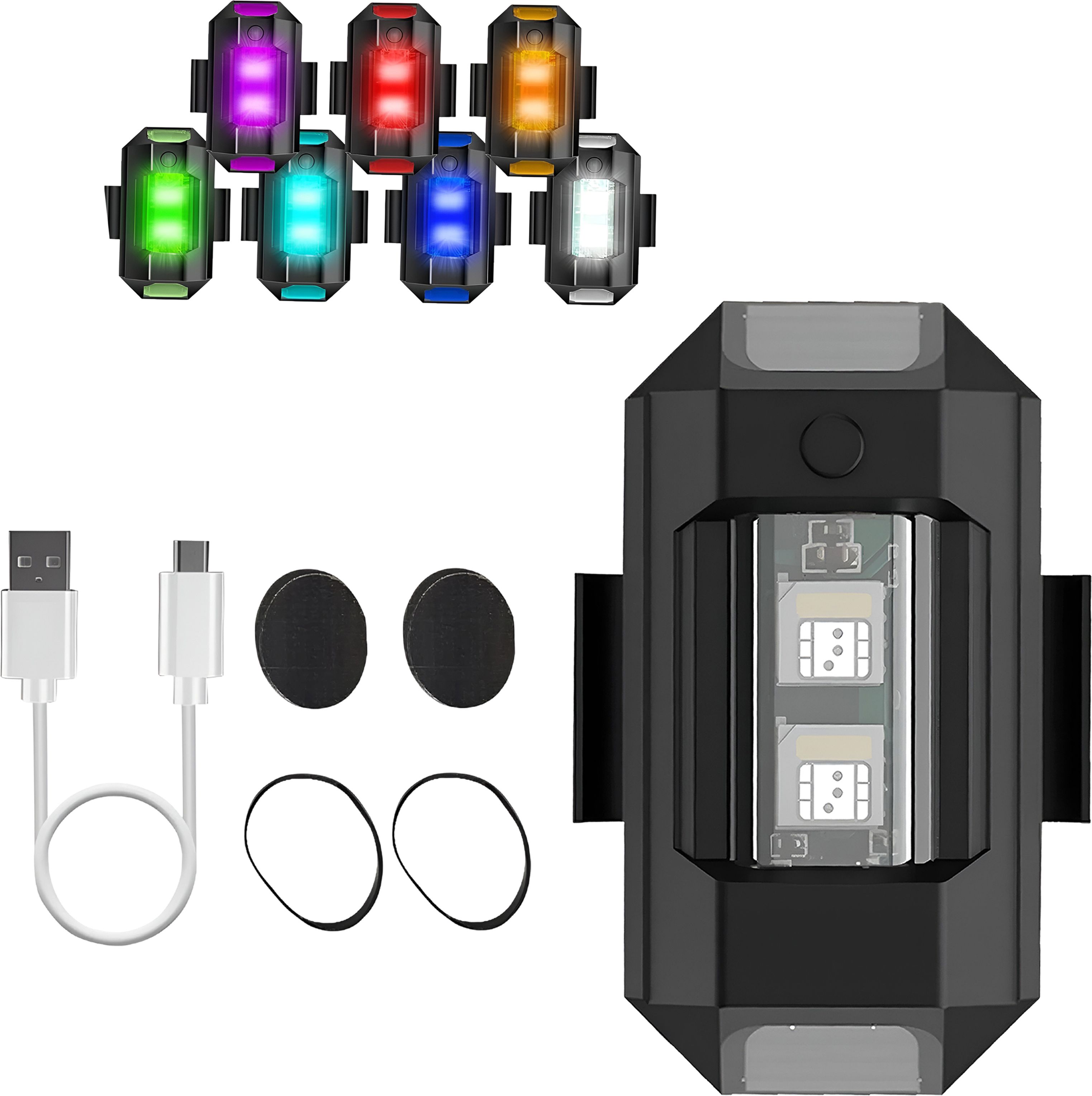 razaiq Aluminum LED Signal Light 7 Color Rechargeable Waterproof for Cycling Gear LED Front Rear Light Combo-picture-24