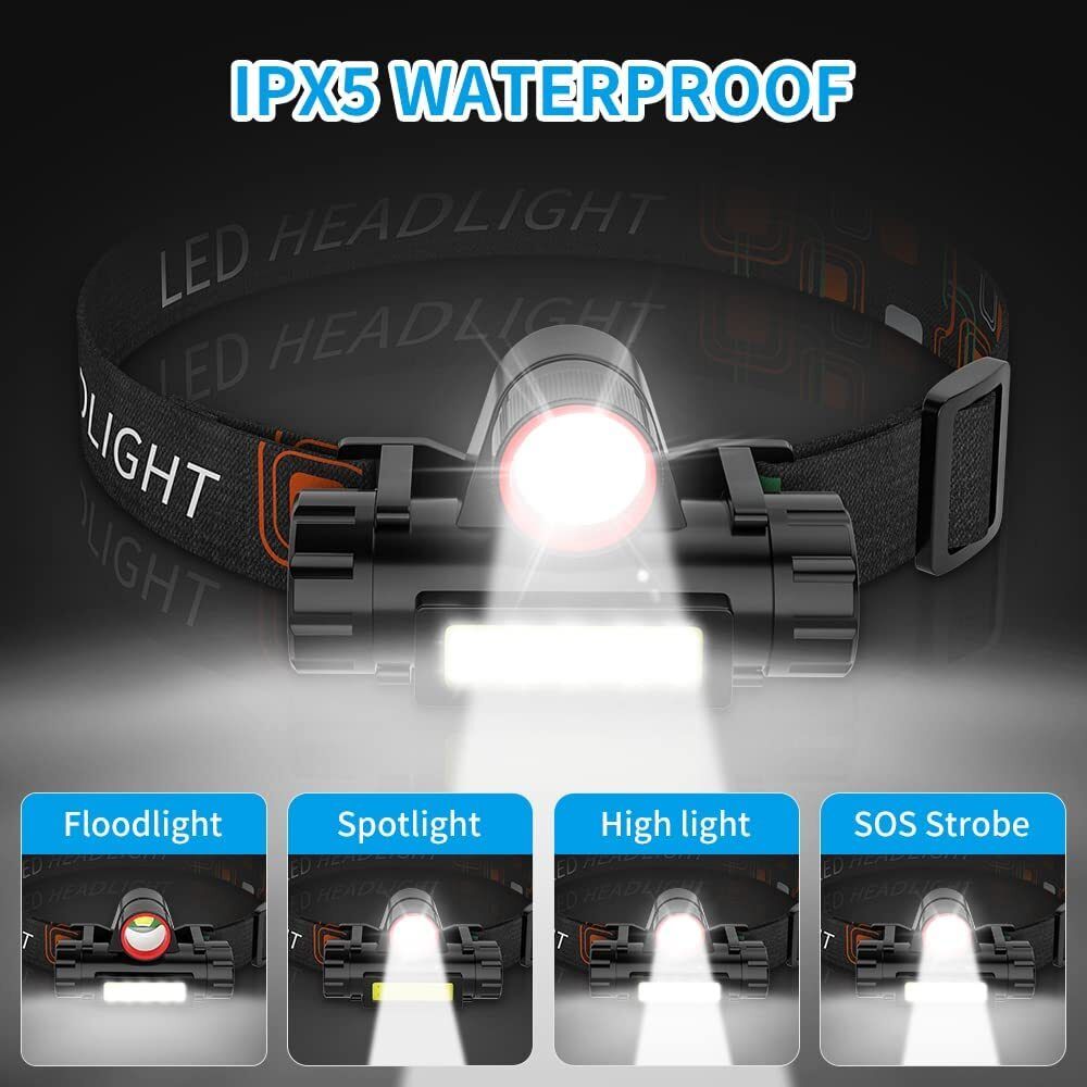 Rechargeable LED Head Lamp with COB Floodlight for Outdoor Adventures LED Headlamp-image-31