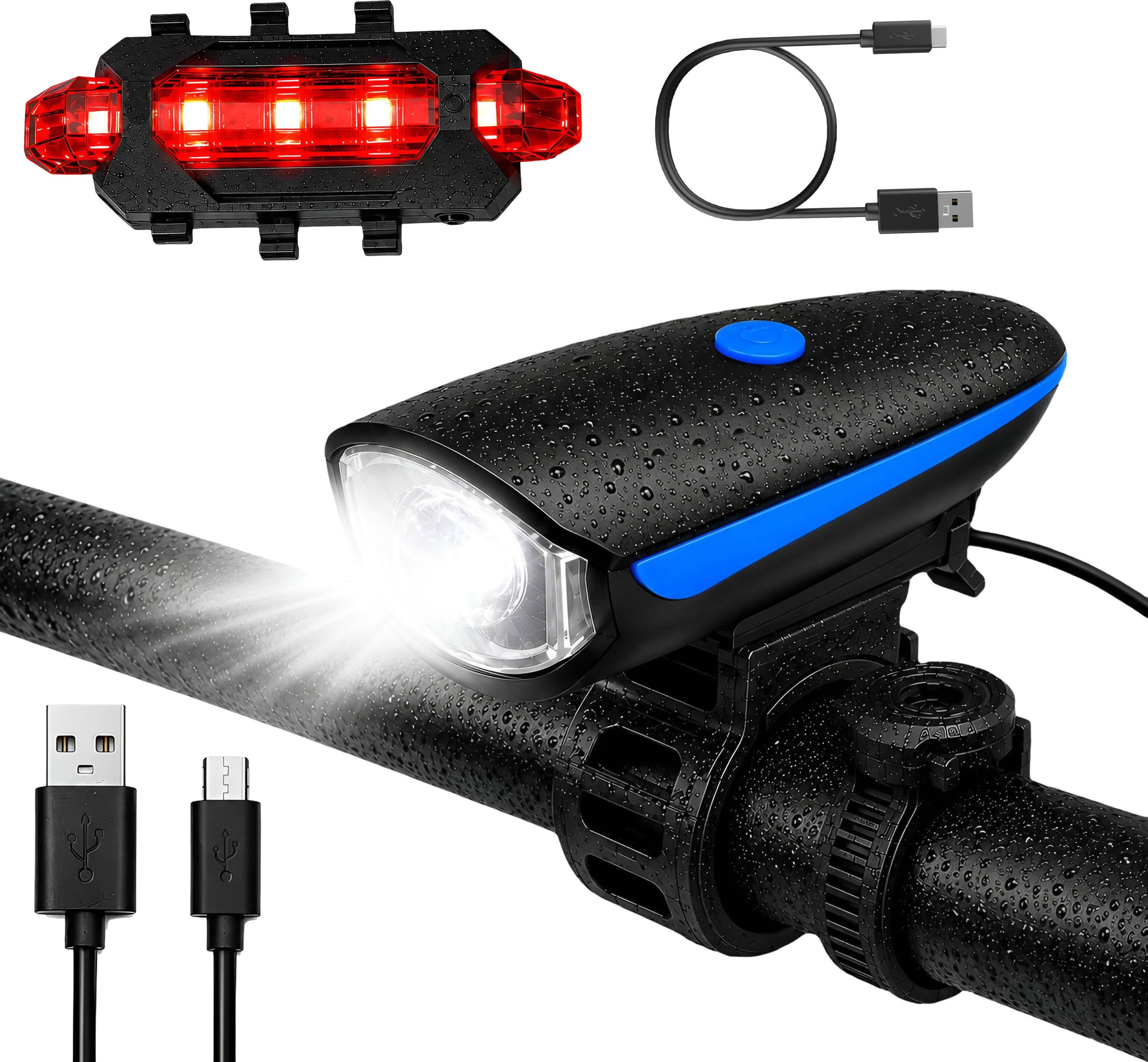 razaiq Waterproof Bicycle LED Front Cycle Light with Electric Horn LED Tail Back Light LED Front Rear Light Combo-picture-21