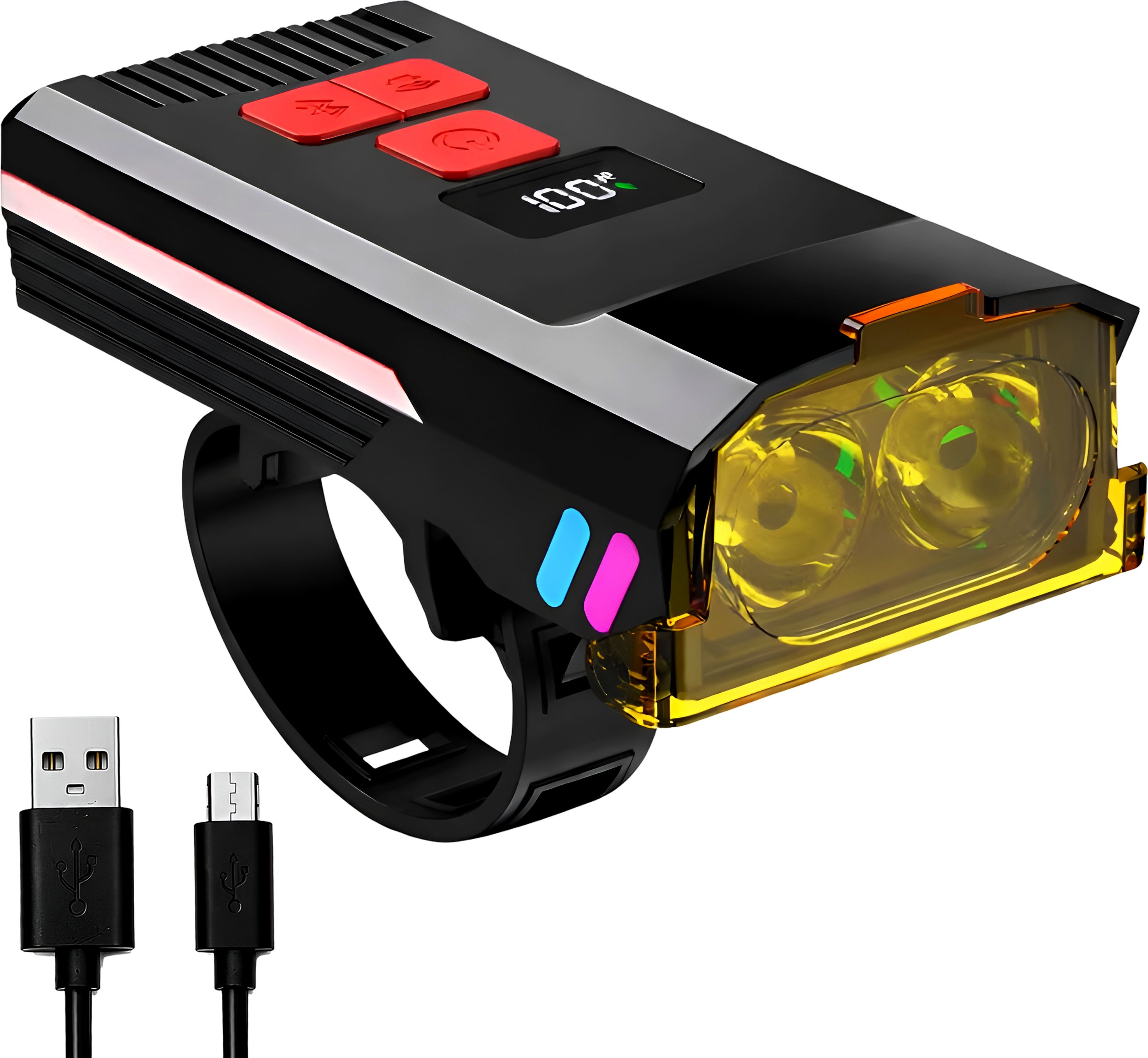 razaiq Rechargeable Bicycle Headlight & Remote Tail Light Combo with LCD and Horn LED Front Light-picture-11