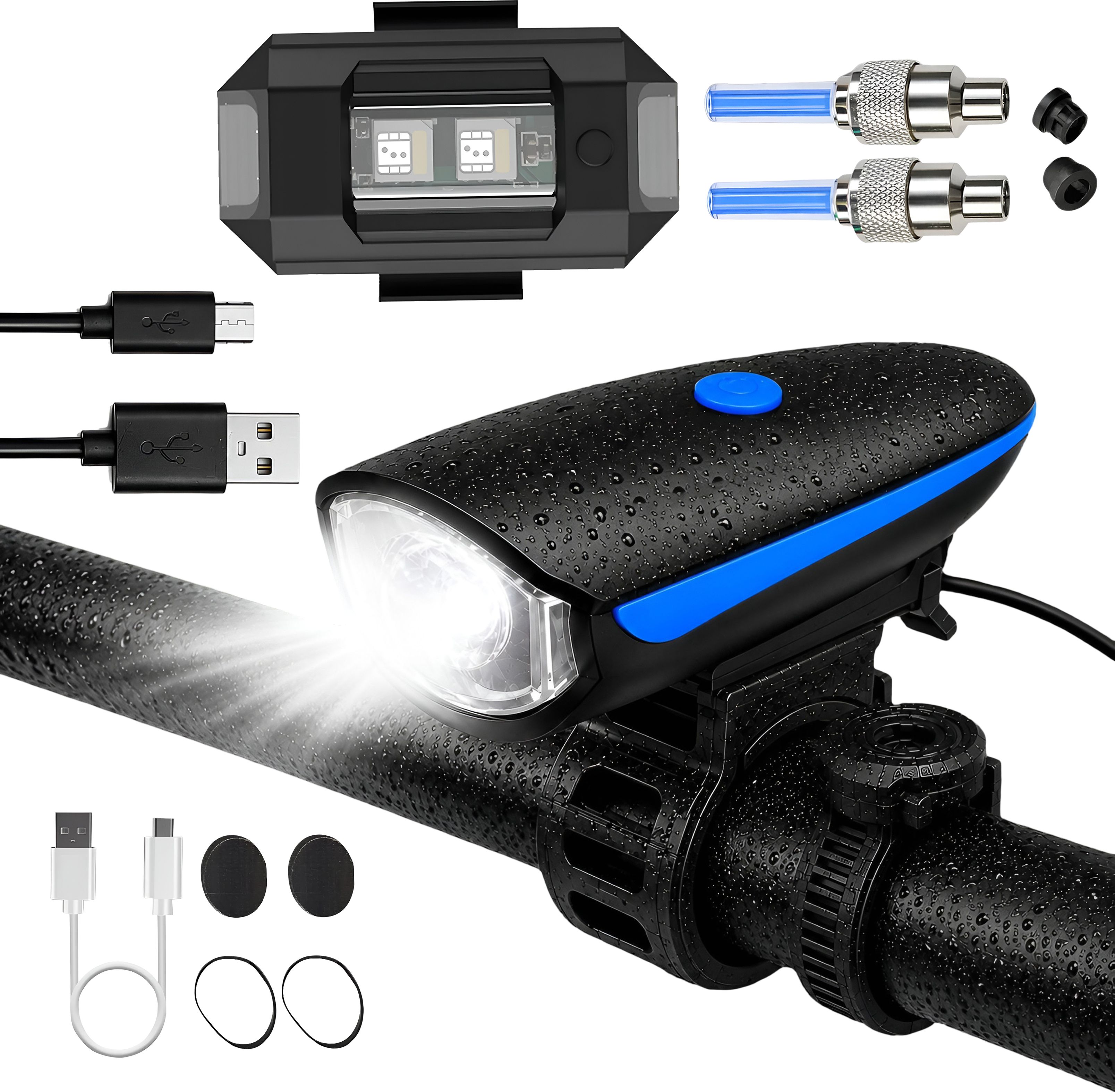 razaiq Cycle Safety Light Set with Front LED & LED Valve Tyre Lights LED Front Rear Light Combo-picture-14