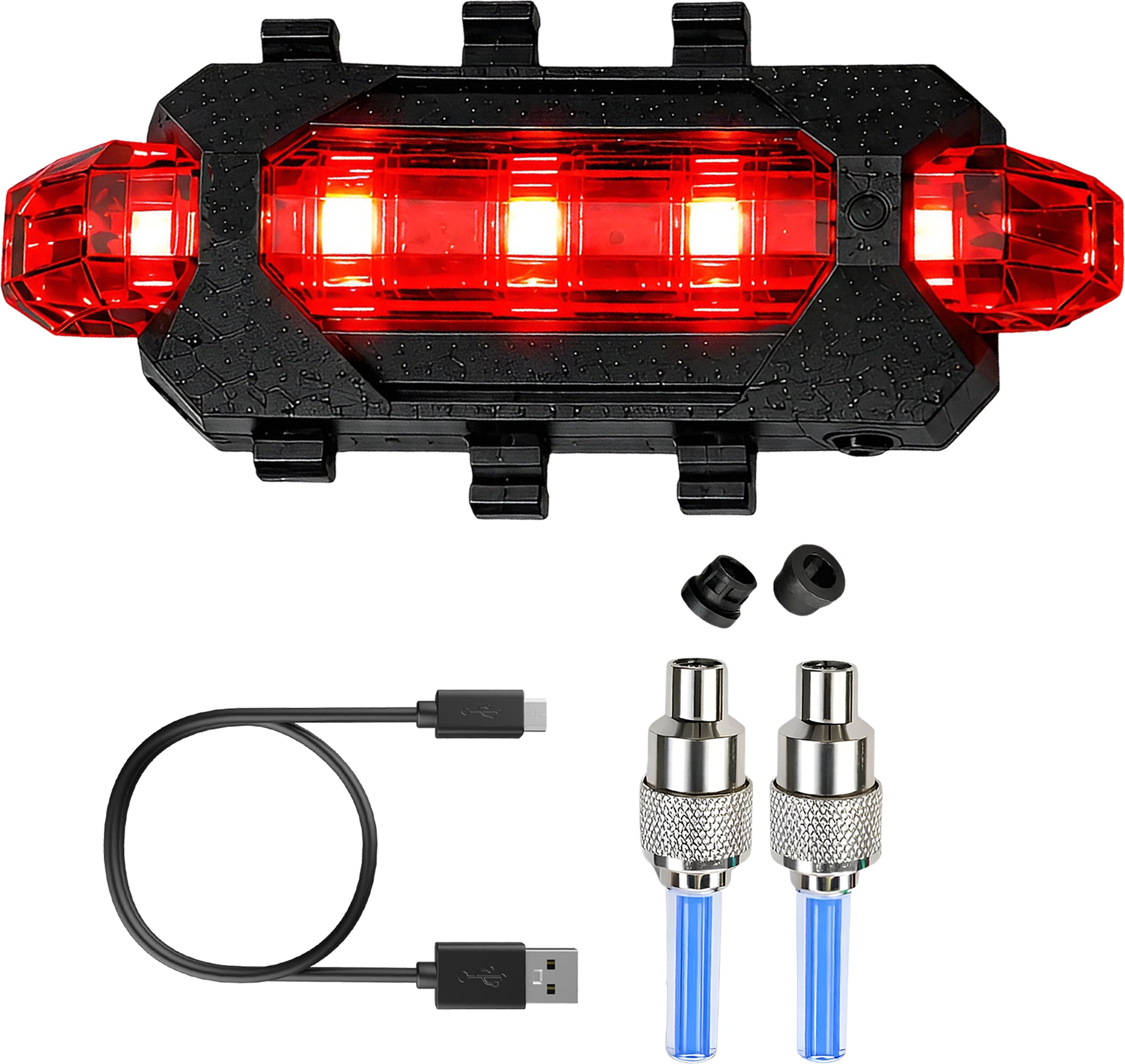 USB Rechargeable Rear Bike Light with Blue Motion Valve Cap Waterproof Set LED Rear Break Light-image-15