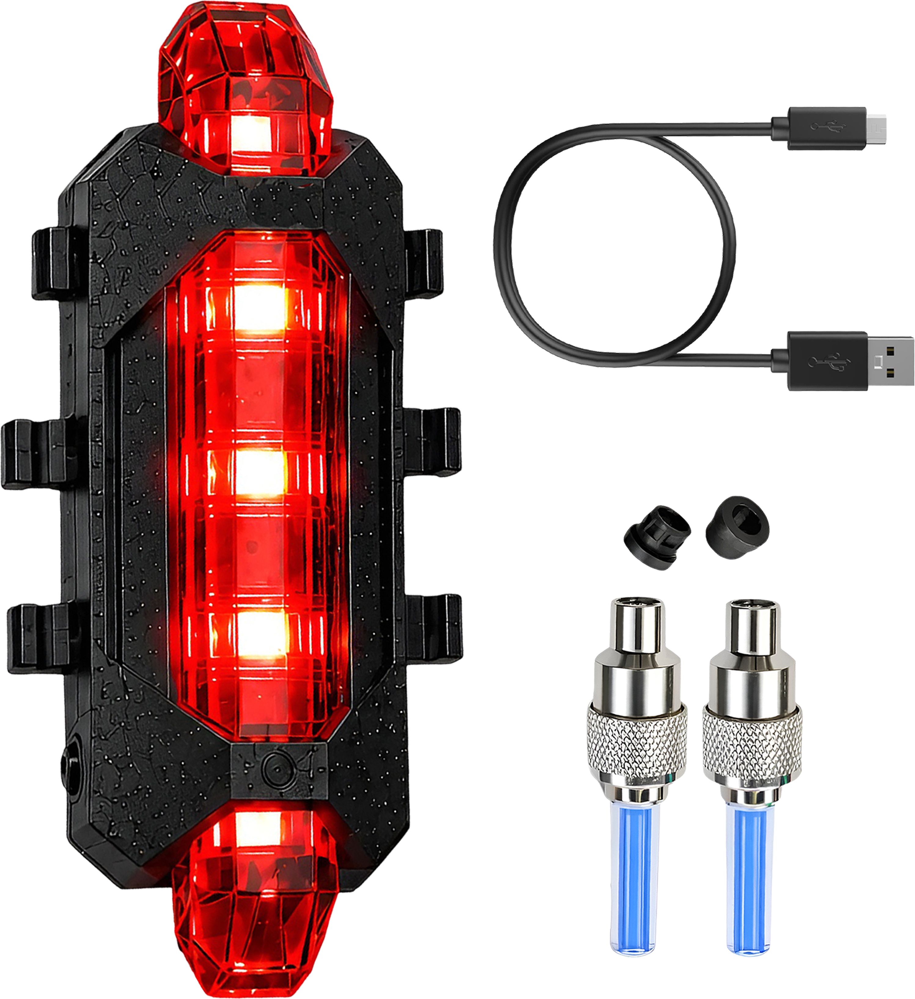 razaiq USB Rechargeable Cycle Tail Light with Blue LED Valve Cap Waterproof Safety Kit LED Rear Break Light-picture-43