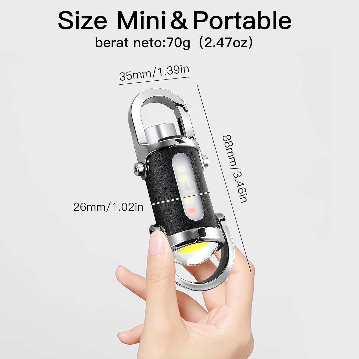 Mini LED Keychain Flashlight Rechargeable Portable Torch Light LED Front Light-image-27