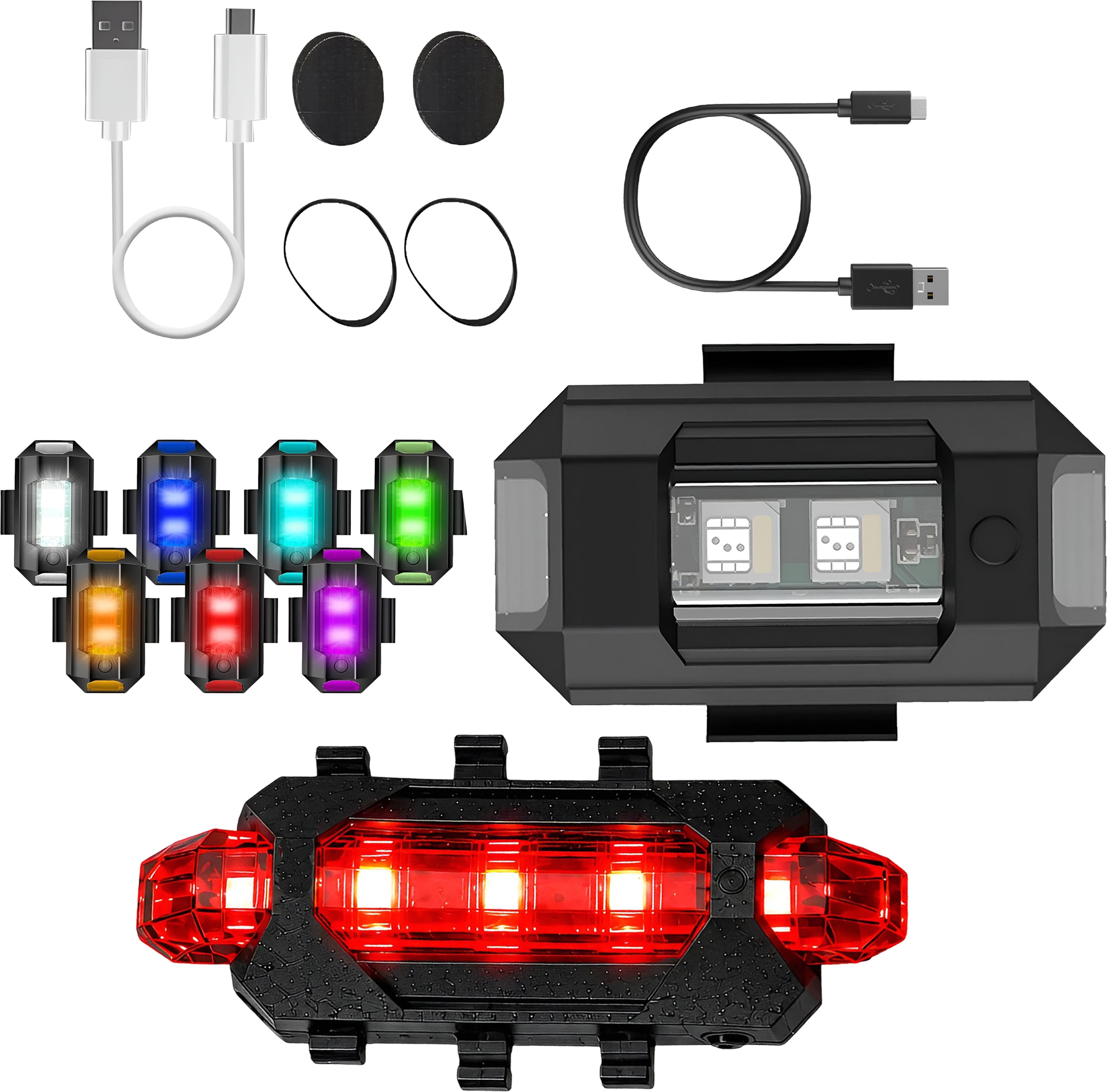 razaiq Aluminum Airplane LED Strobe with USB Rechargeable Bicycle Tail Light Safety Set LED Front Rear Light Combo-picture-46