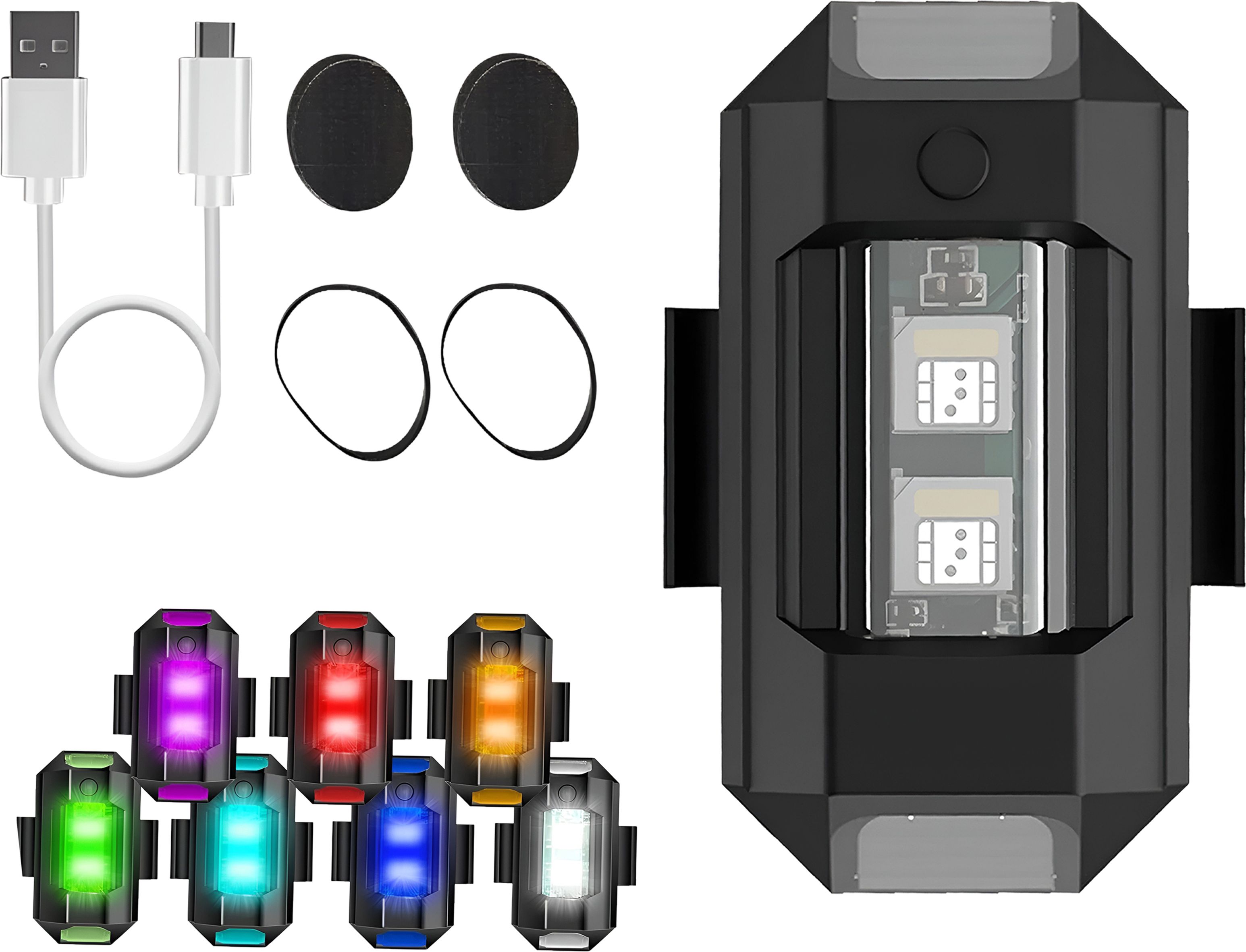 razaiq LED Strobe Safety Light 7 Color Rechargeable Waterproof for Bike Helmet Car LED Front Rear Light Combo-picture-30