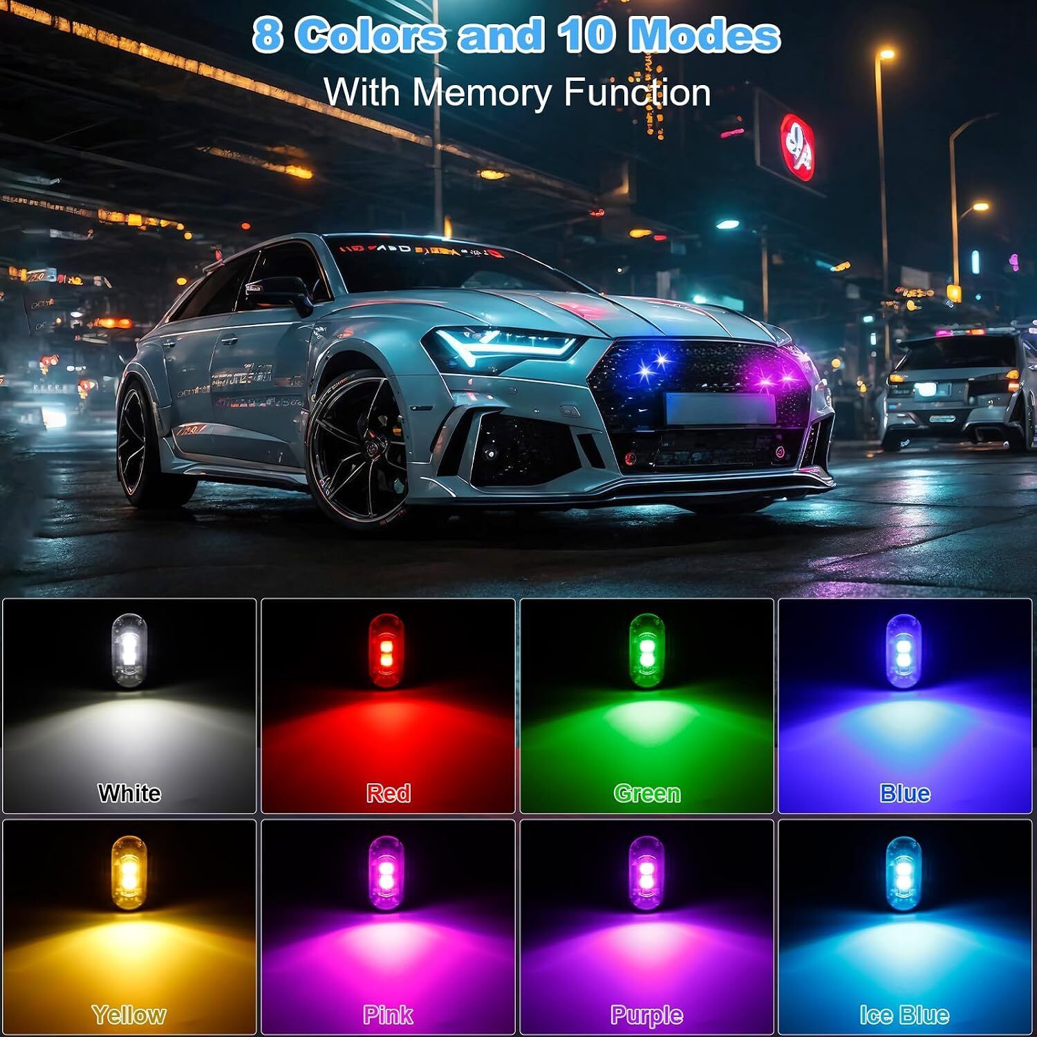 4uonly 7 Colors USB Charging LED Anti Collision Flashing Light, High Brightness X LED Headlamp-picture-48