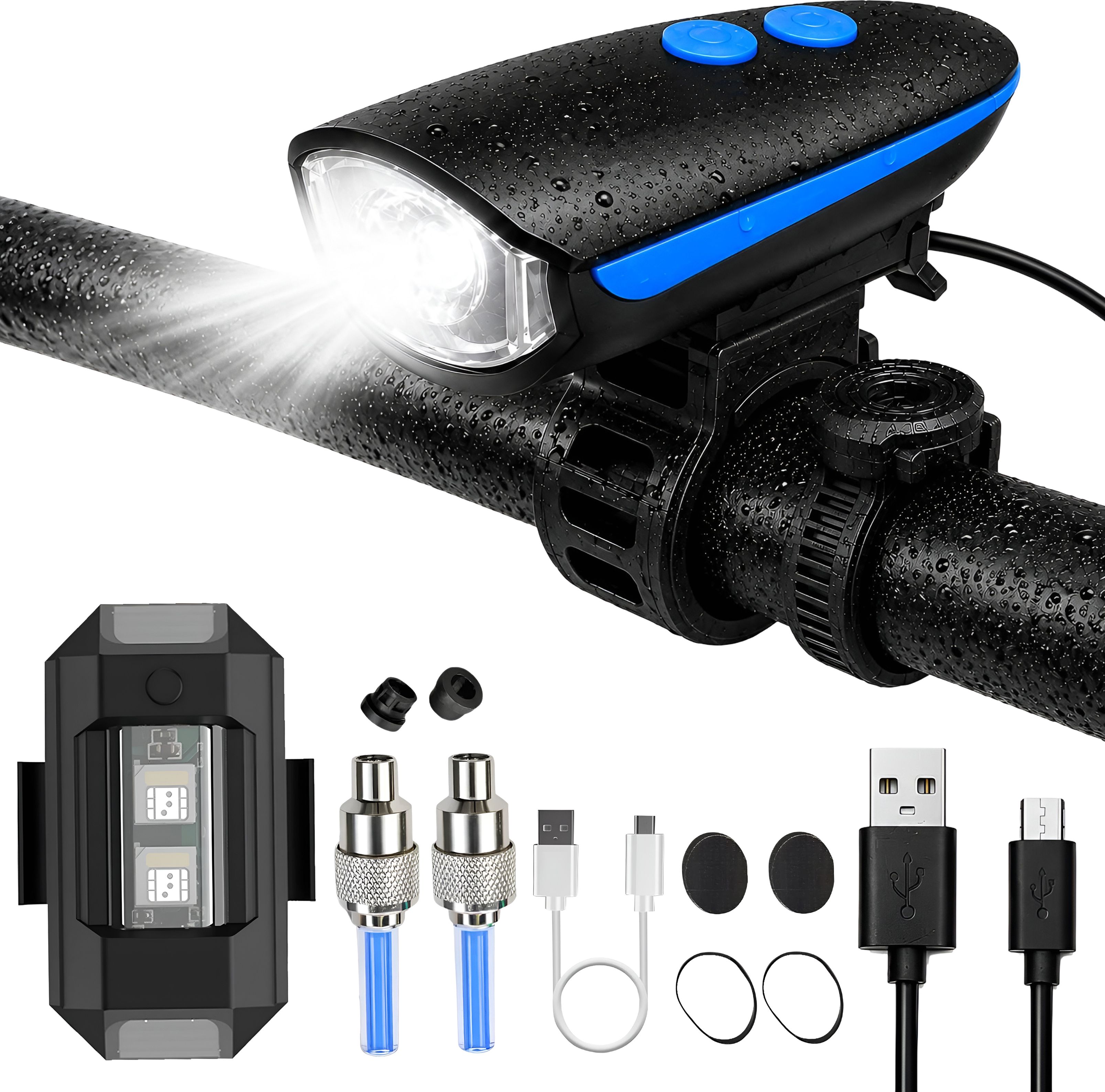 razaiq Bicycle Safety Light Kit with Front LED & 7 Color Flash Blinker LED Front Rear Light Combo-picture-9