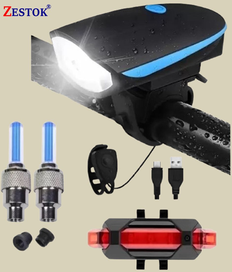 Bicycle & Bike Combo Pack of Front Cycle Light Back Tail Light Tyre Valve Light LED Front Rear Light Combo-image-26