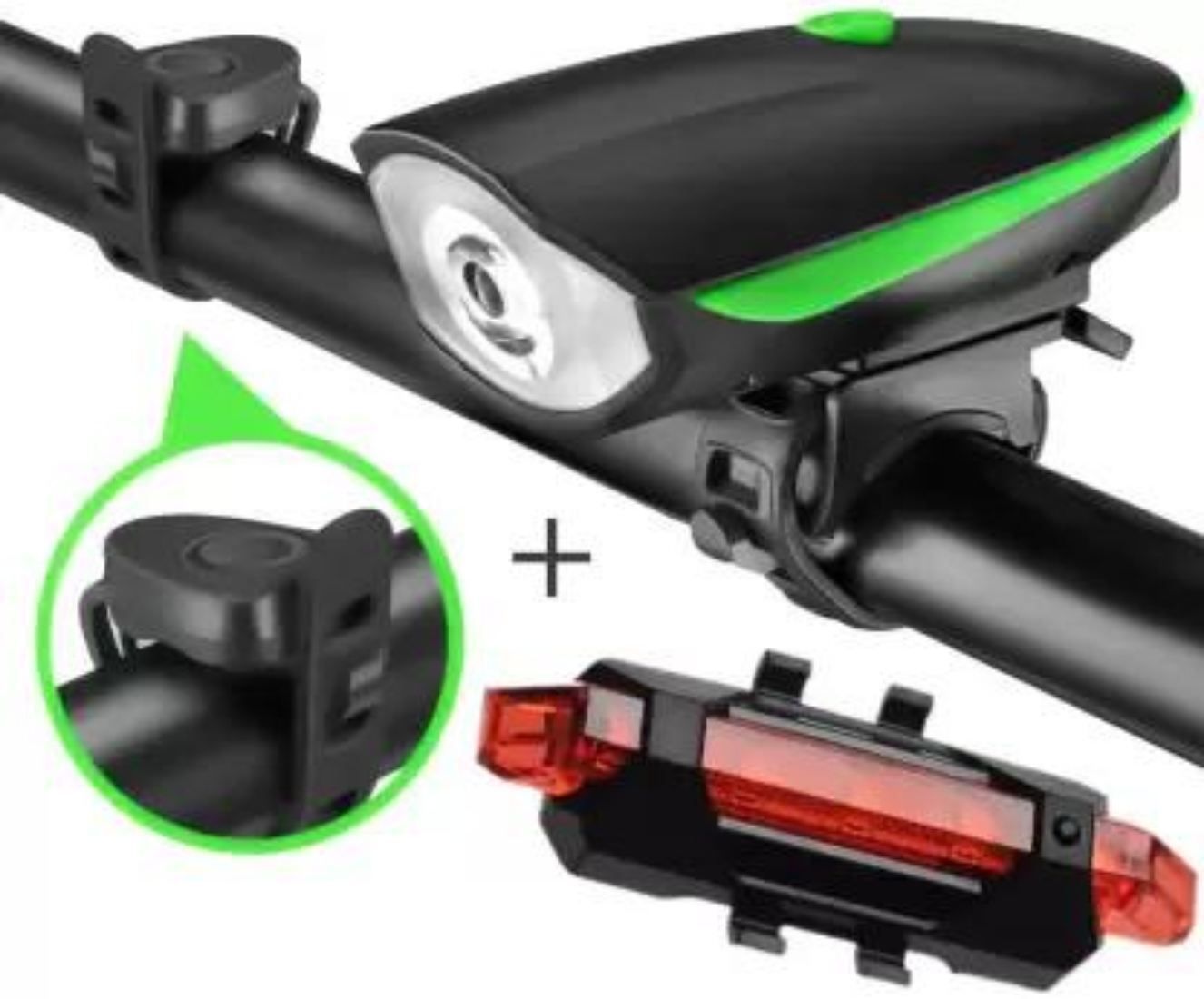 USB Rechargeable Cycle Horn with Light with USB Rechargeable Cycle tail light LED Front Rear Light Combo-image-3