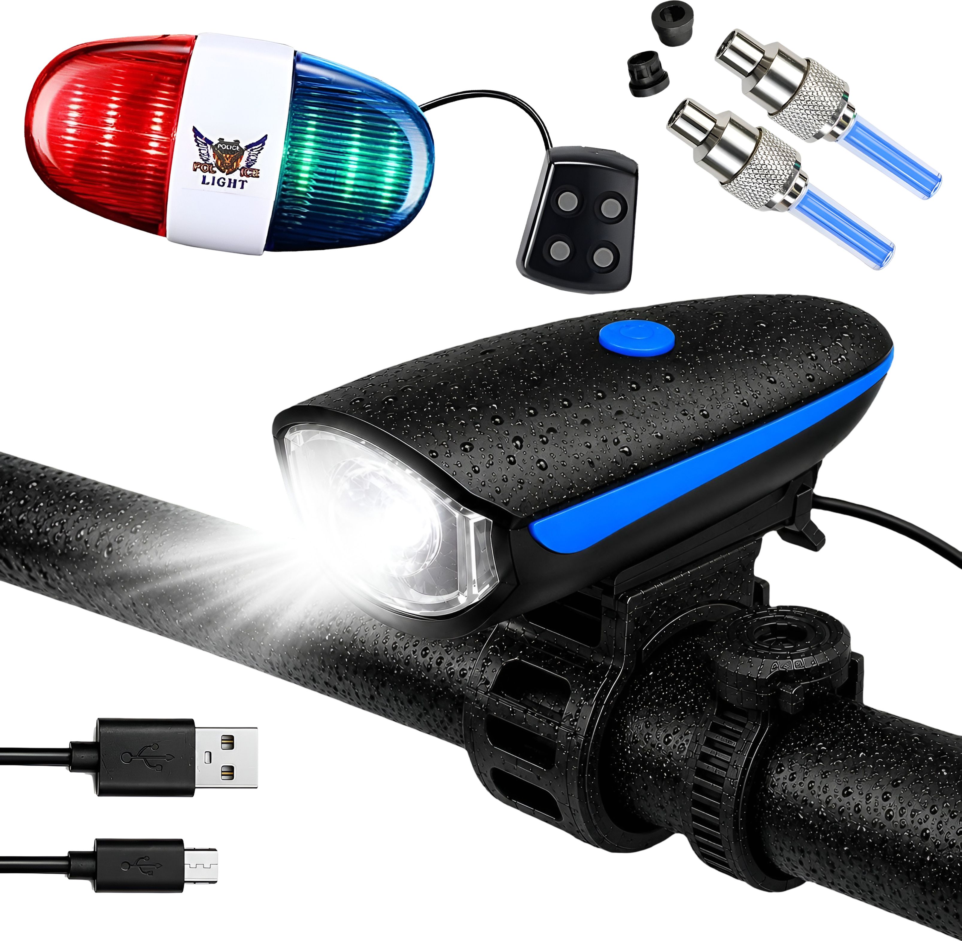 razaiq Cycle Front Light Kit with Horn LED Valve Lights for Road Hybrid Cycles LED Front Rear Light Combo-picture-24