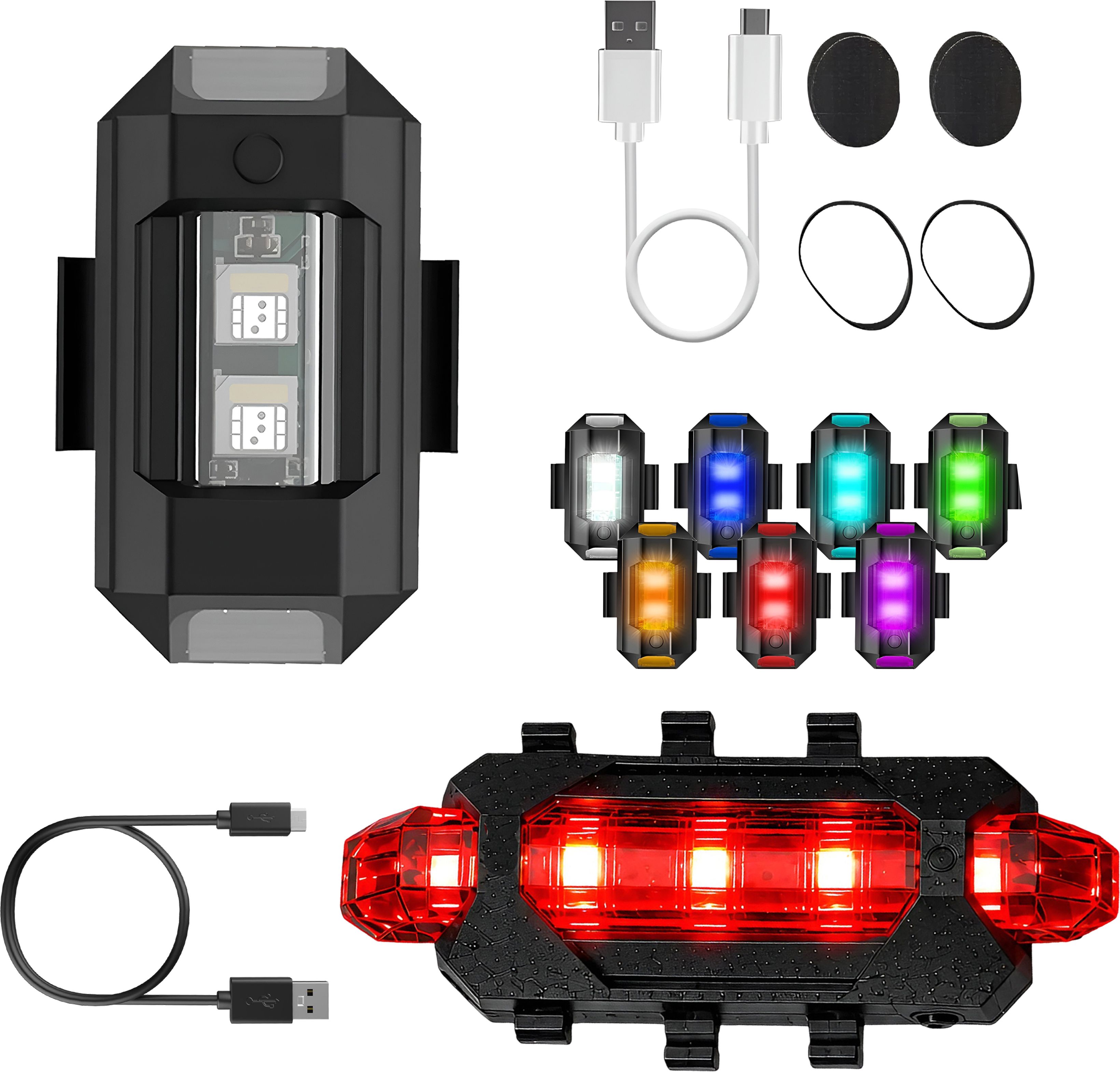 razaiq Waterproof LED Strobe and USB Rechargeable Bicycle Tail Light Kit LED Front Rear Light Combo-picture-47