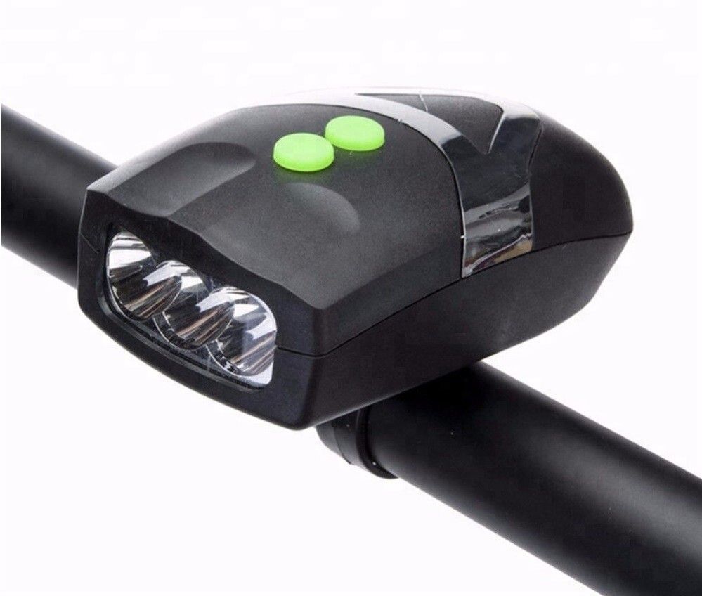 Bicycle 3 LED Head LED Light and Horn Hooter Siren Alarm Bell 2in1 LED Front Light-image-12