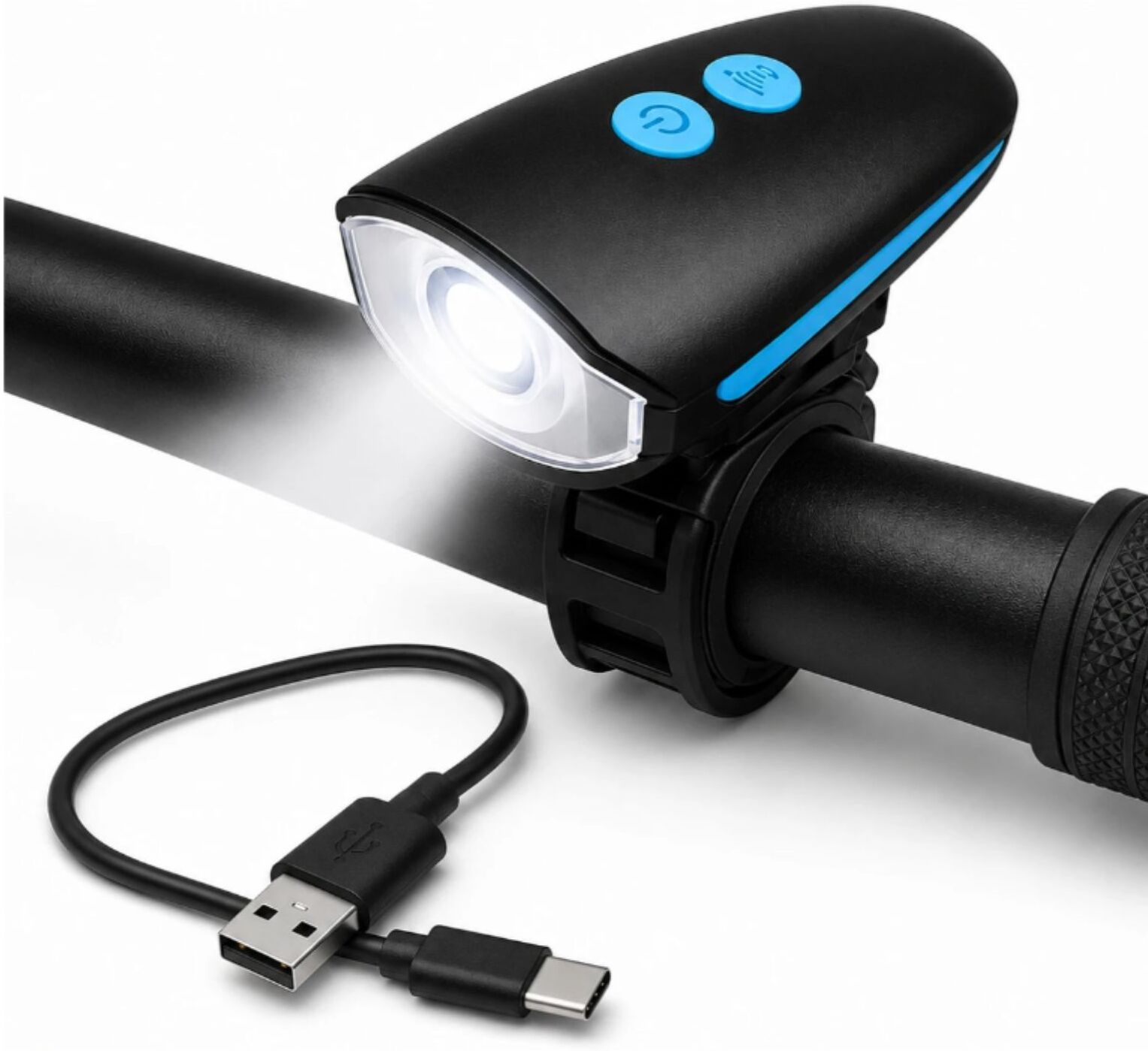 common Rechargeable Bicycle Horn and Light LED Front Light-picture-28