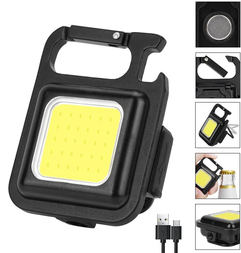 Multifunction Keychain Rechargeable Led Light with Bottle Opener, Magnetic Base LED Lantern