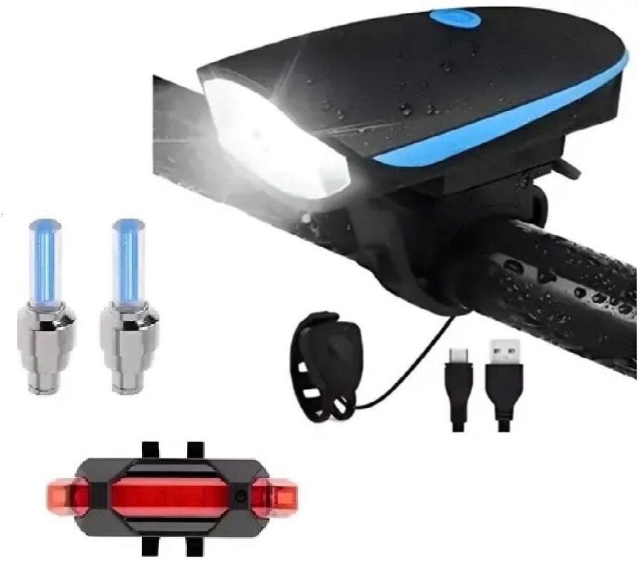 highrider USB Cycle Light Combo with Front & Back Light , Horn & Tyre Valve Light LED Front Rear Light Combo-picture-15