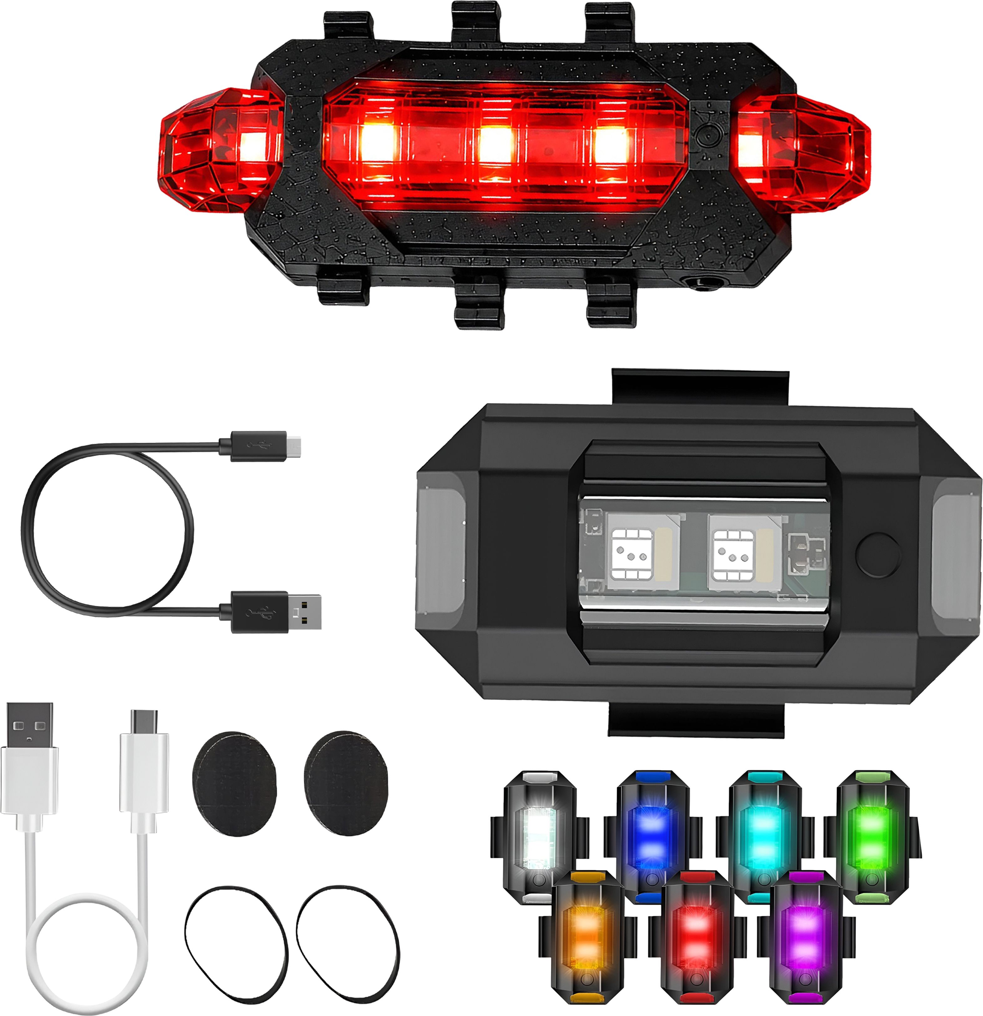 razaiq Waterproof Airplane LED Strobe with USB Rechargeable Tail Lamp Combo LED Front Rear Light Combo-picture-26