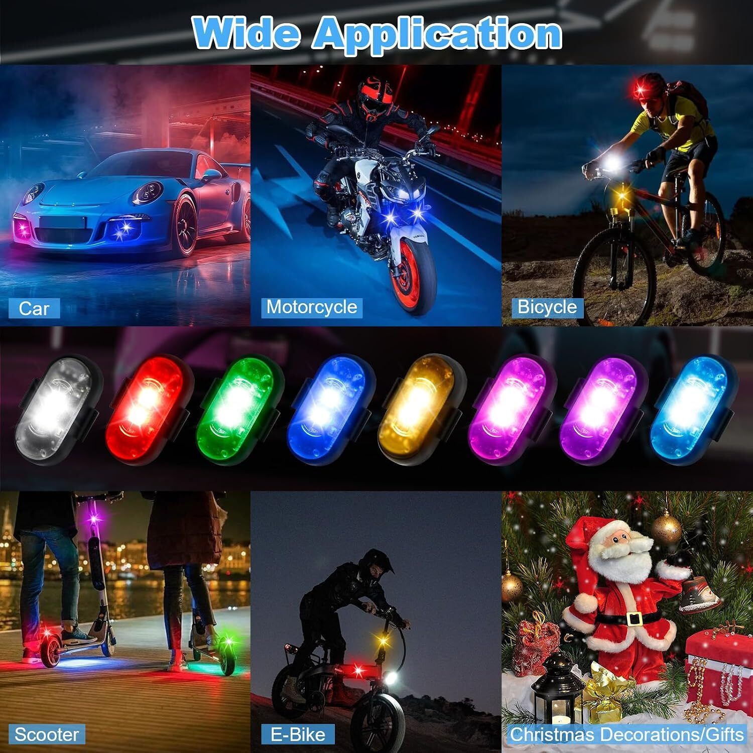 4uonly 8 Colors USB Charging LED Anti Collision Flashing Light, High Brightness X LED Headlamp-picture-47
