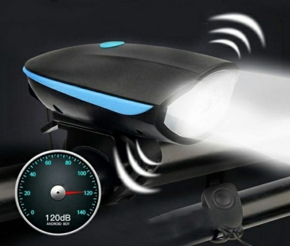 Front Cycle Light with Horn -Blue Color USB Rechargeable LED LED Front Light-image-28