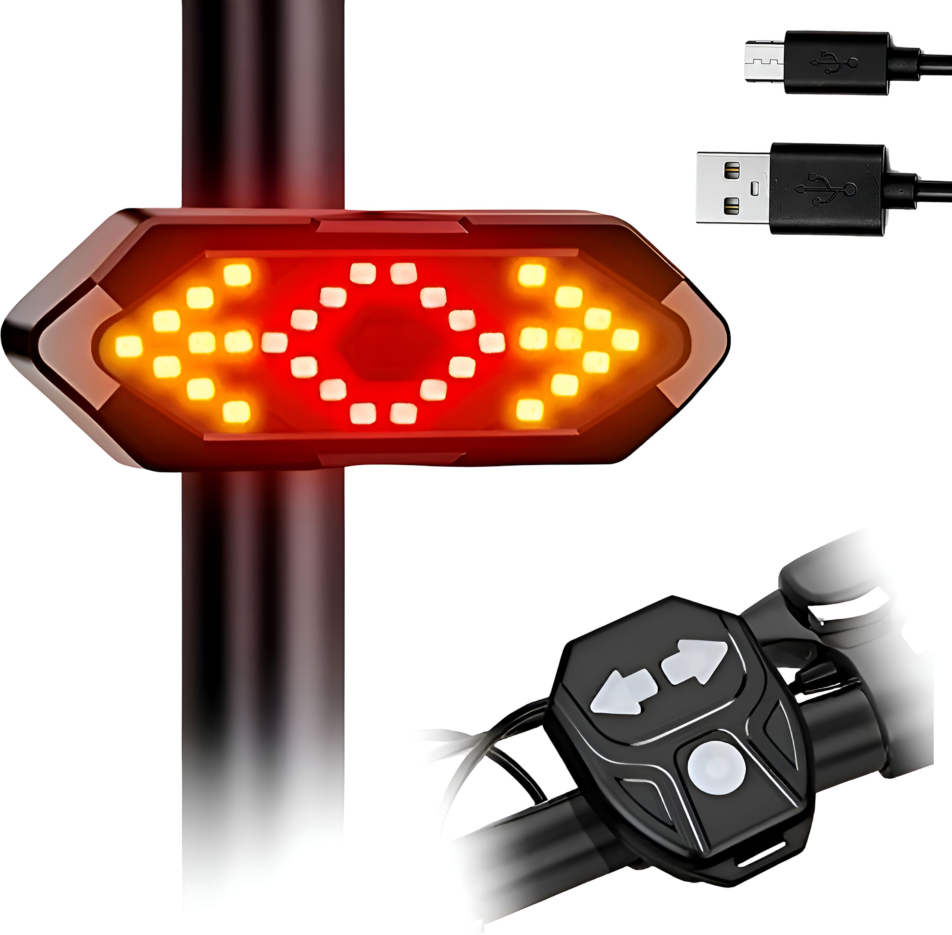 razaiq USB Rechargeable Bicycle Tail Light with Wireless Remote Turn Signal LED Lamp LED Rear Break Light-picture-15