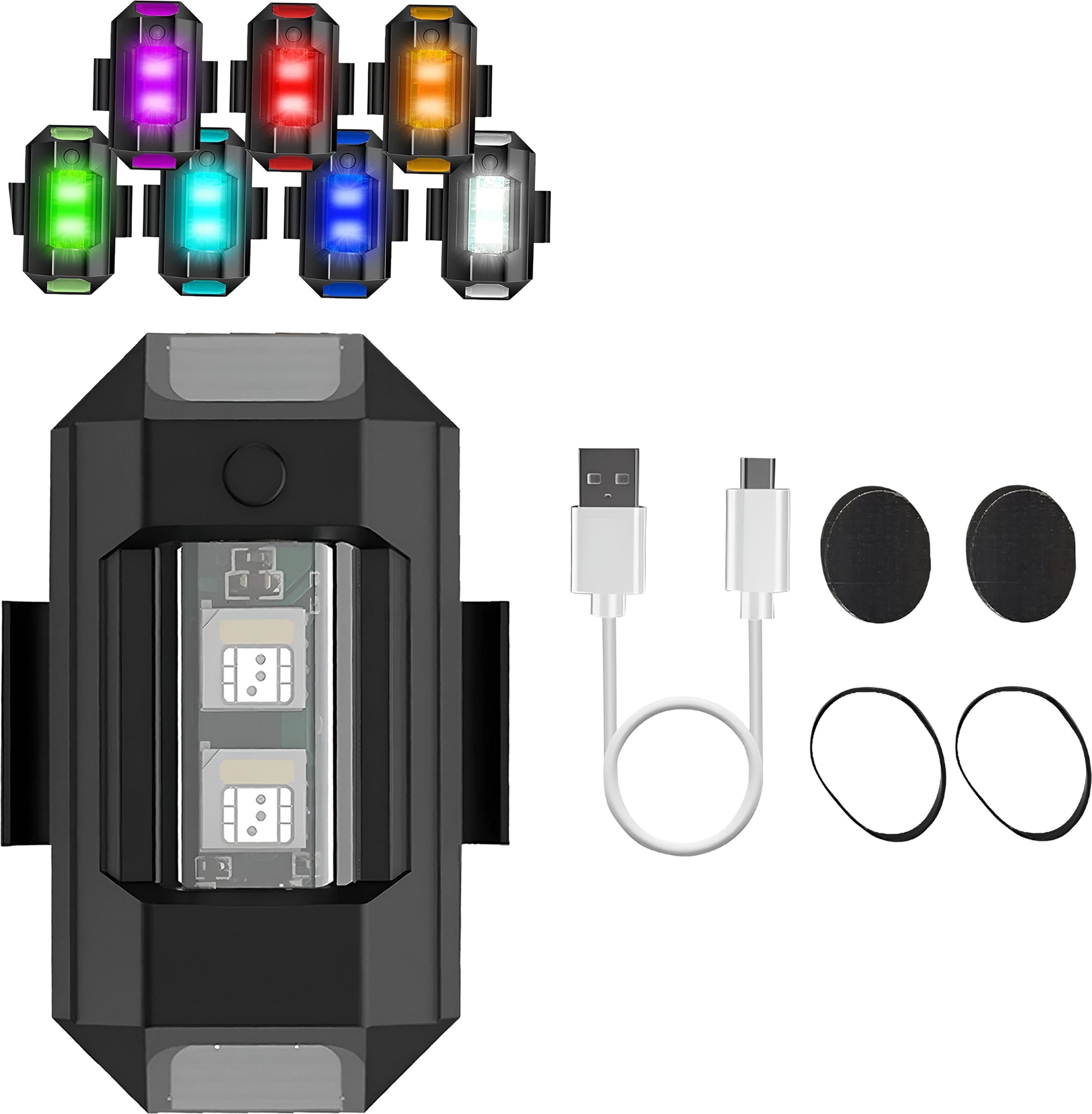 razaiq Airplane LED Strobe Light 7 Color USB Rechargeable Waterproof Safety Blinker LED Front Rear Light Combo-picture-32