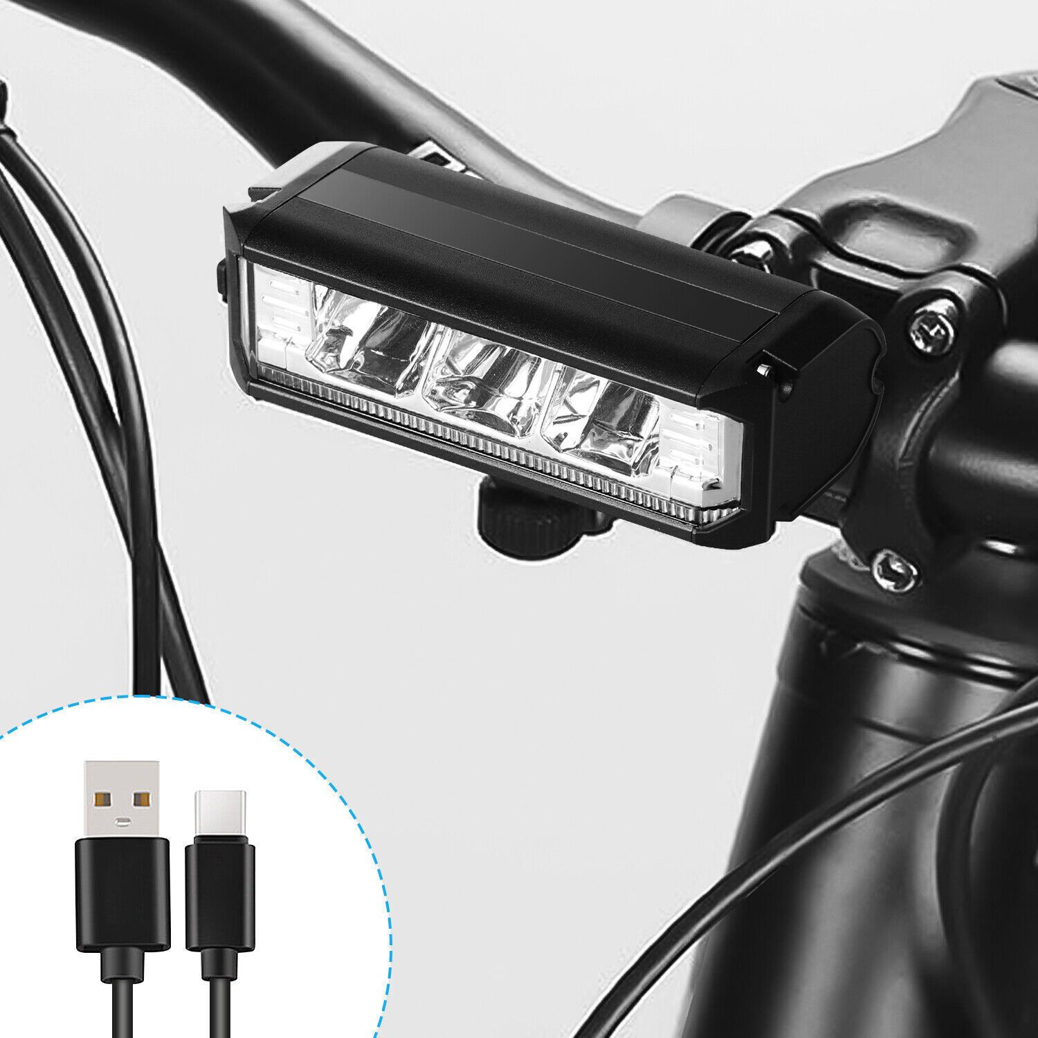 3 LED Bicycle Light - Super Bright 1200 Lumen High/Low Beam USB-C Rechargeable LED Front Light-image-35