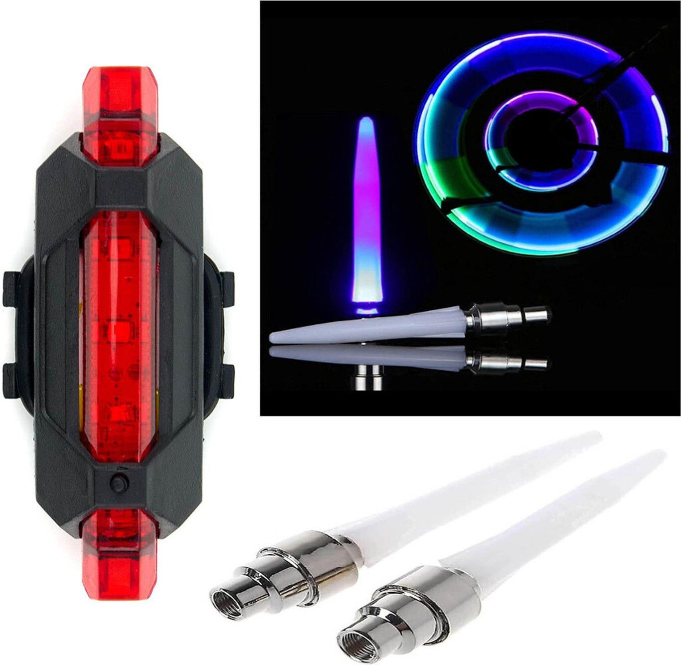 LED Rear Tail Light & Multi-Color Tyre Valve Light Combo LED Wheel Reflectors-image-44