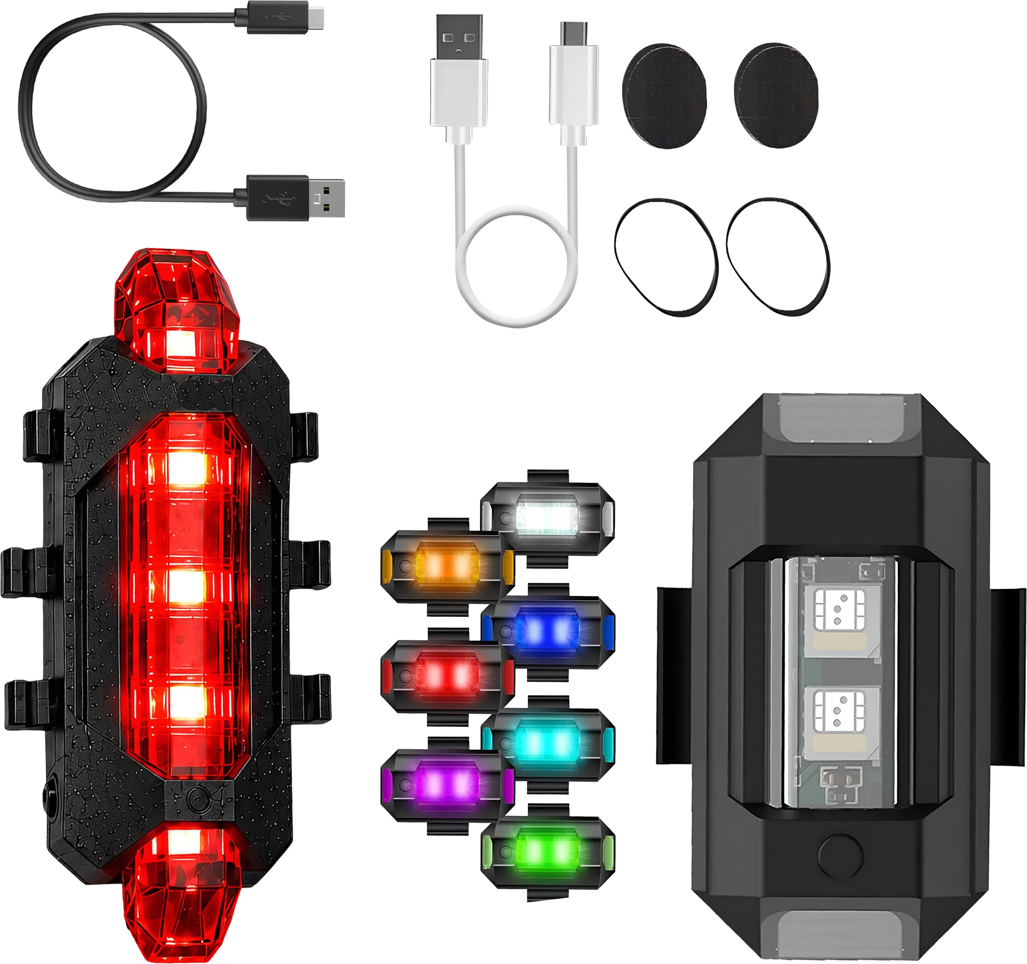 razaiq Waterproof Airplane LED Strobe and Bicycle USB Tail Light Combo Accessory LED Front Rear Light Combo-picture-36