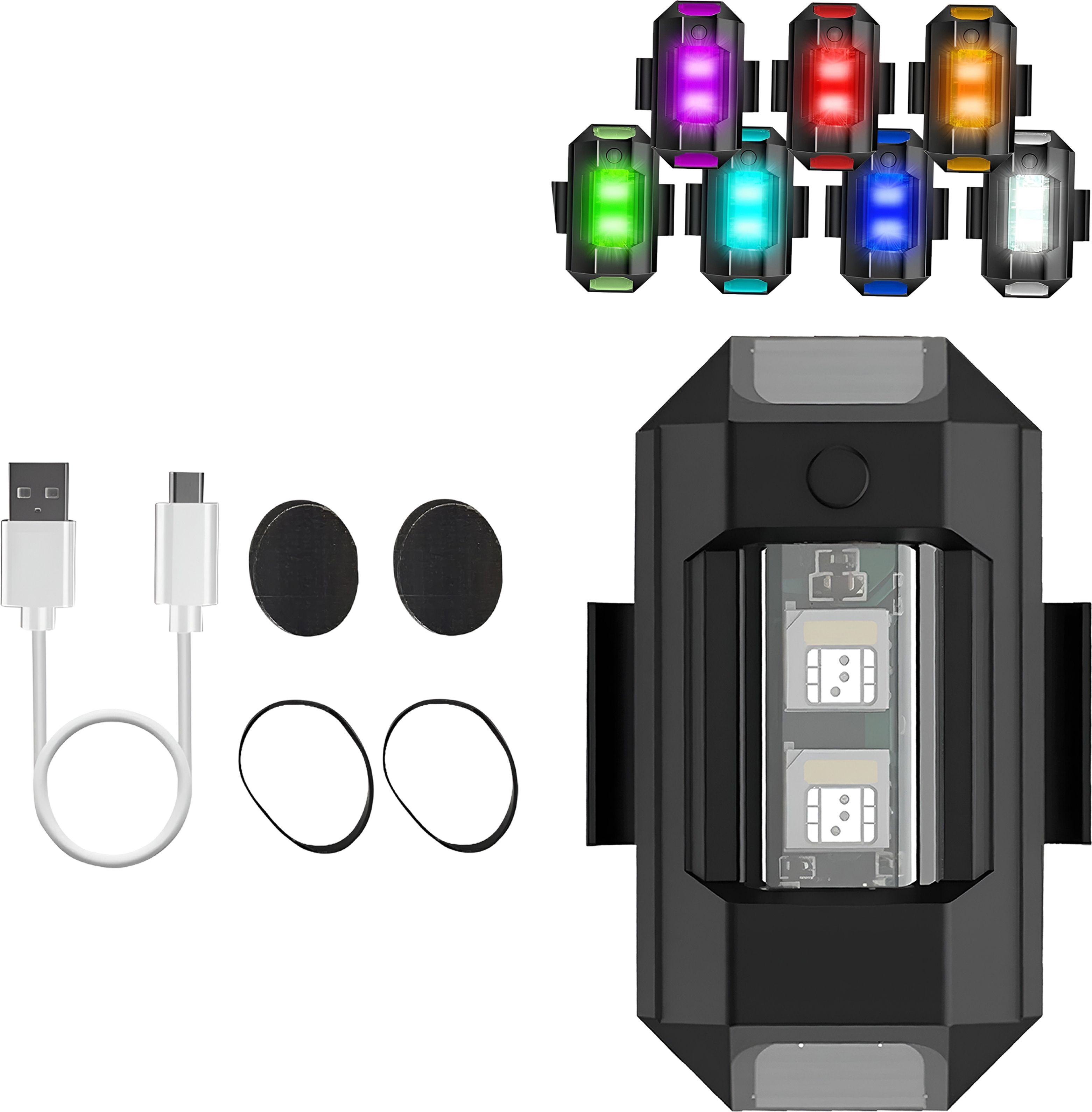 razaiq 7 Color LED Strobe Light USB Rechargeable Waterproof Warning Safety Light LED Front Rear Light Combo-picture-34