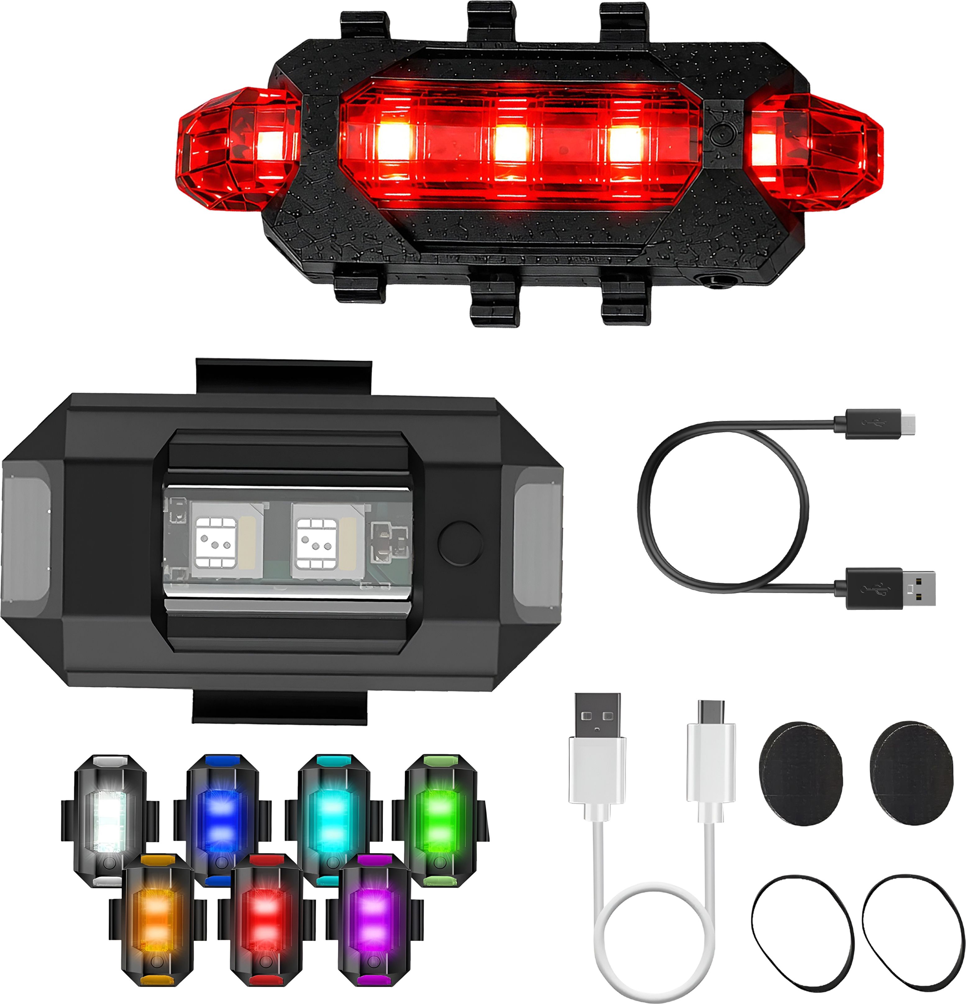 razaiq 7 Color Airplane LED Blinker with USB Rechargeable Cycle Rear Light LED Front Rear Light Combo-picture-9