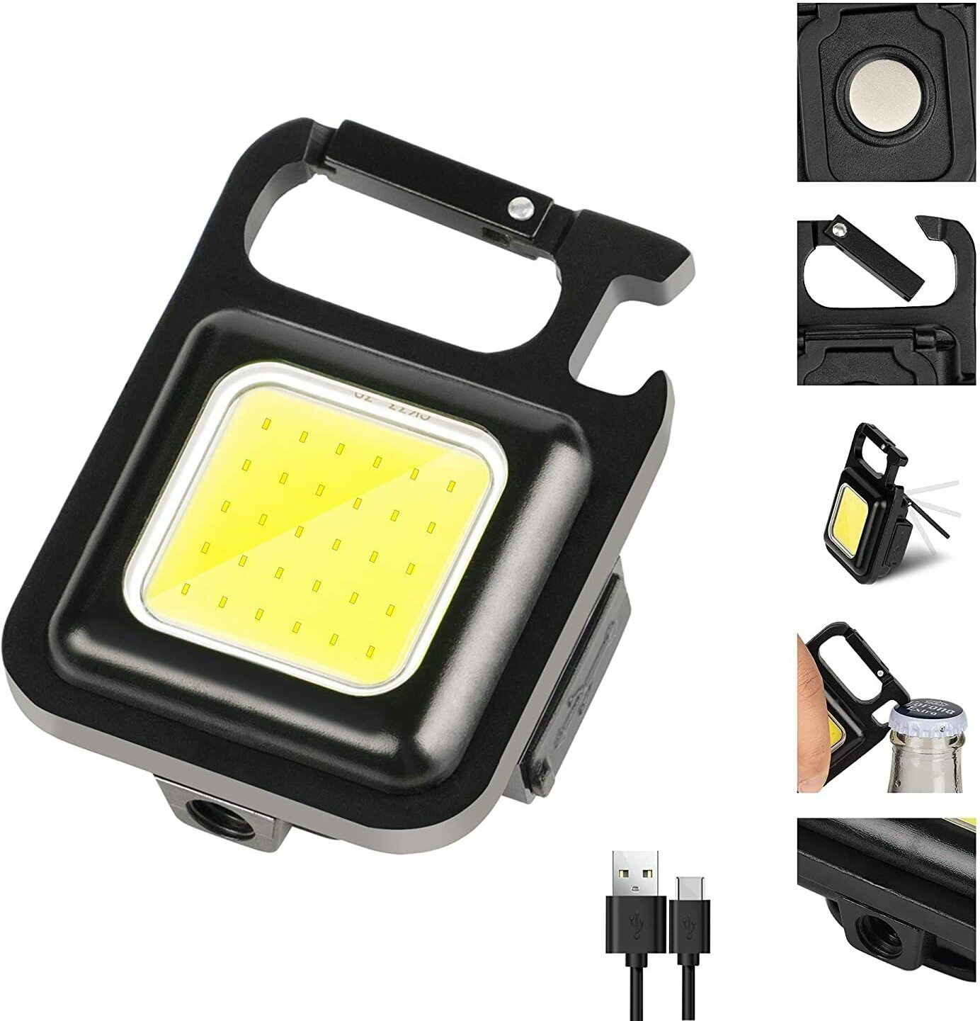Mini LED Flashlight Rechargeable Glare COB Keychain 1000 Lumens Foldable Light 4 hrs Flood Lamp Emergency Light-image-35