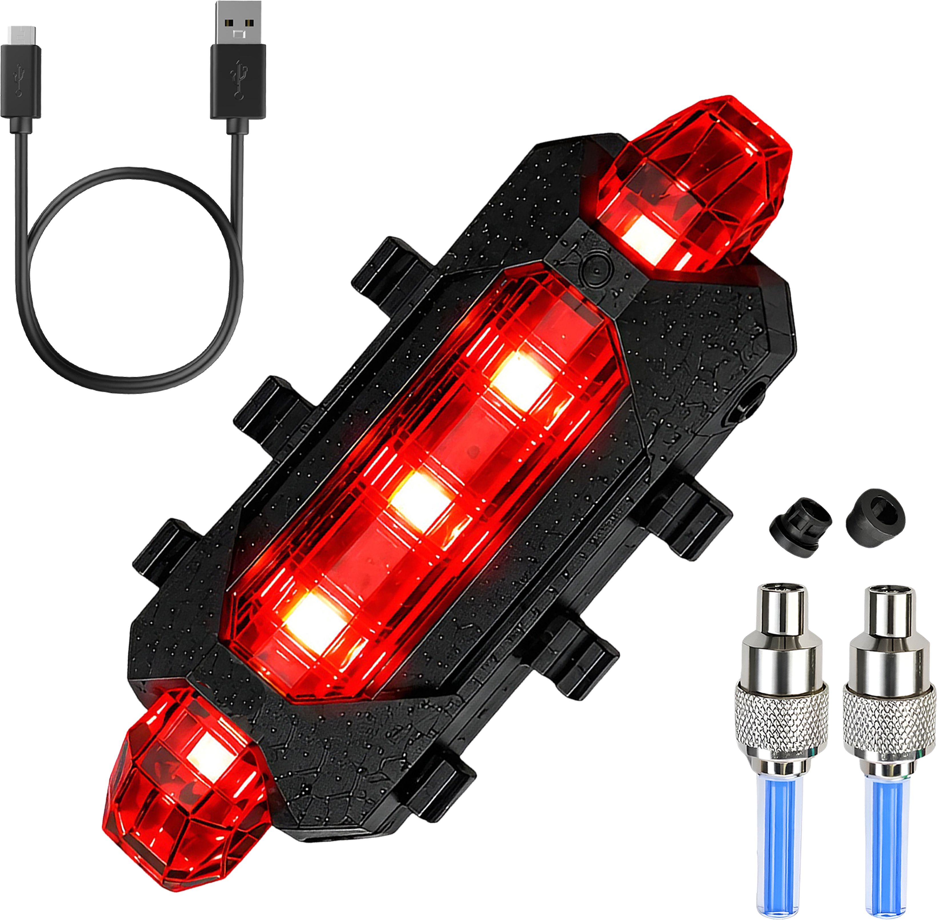 Waterproof Cycle Tail Light Blue LED Valve Cap USB Rechargeable Combo Set LED Rear Break Light-image-40