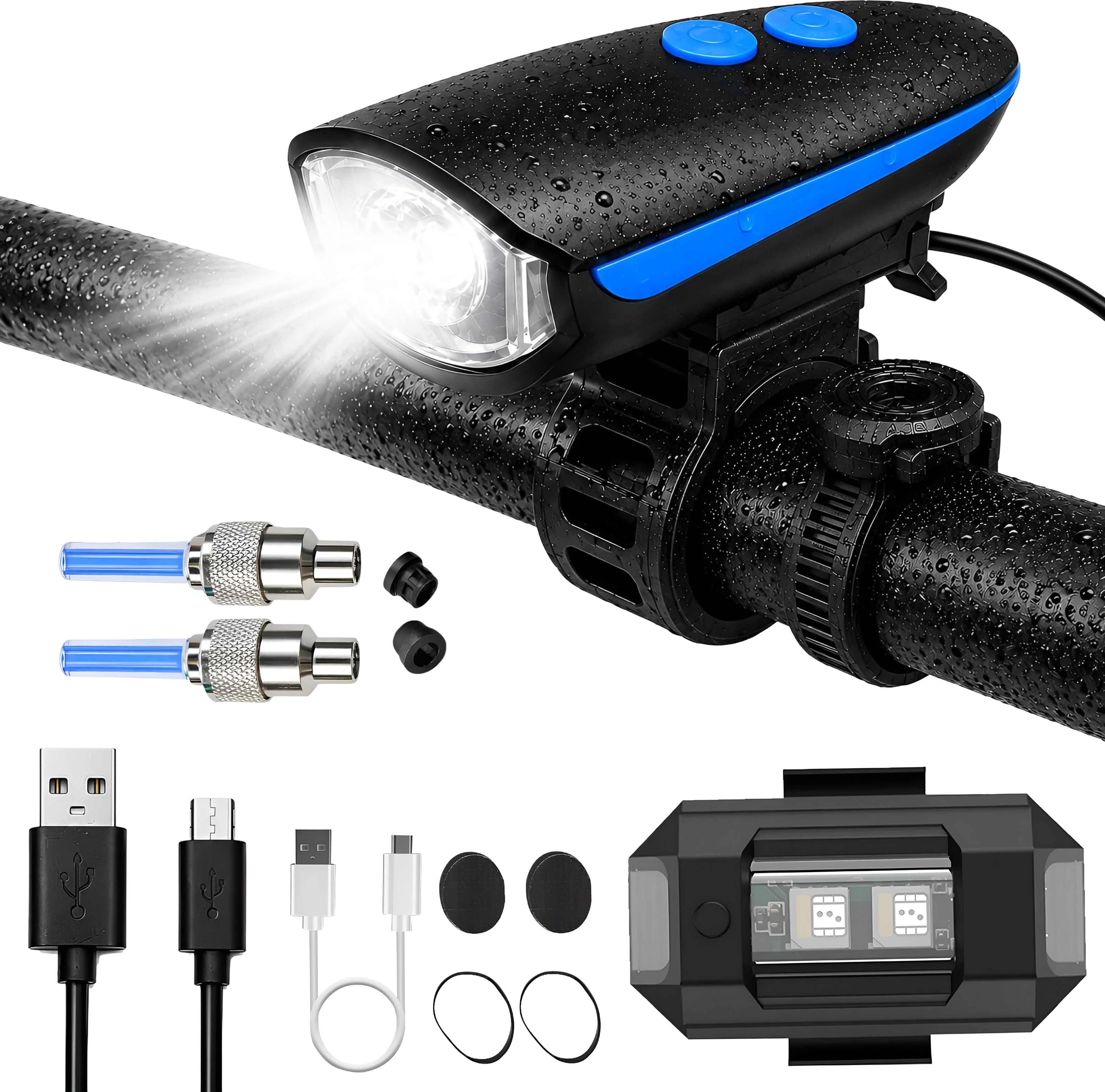 razaiq Complete Cycle Light Kit with Front LED & 7 Color Blinker Valve Lights LED Front Rear Light Combo-picture-27