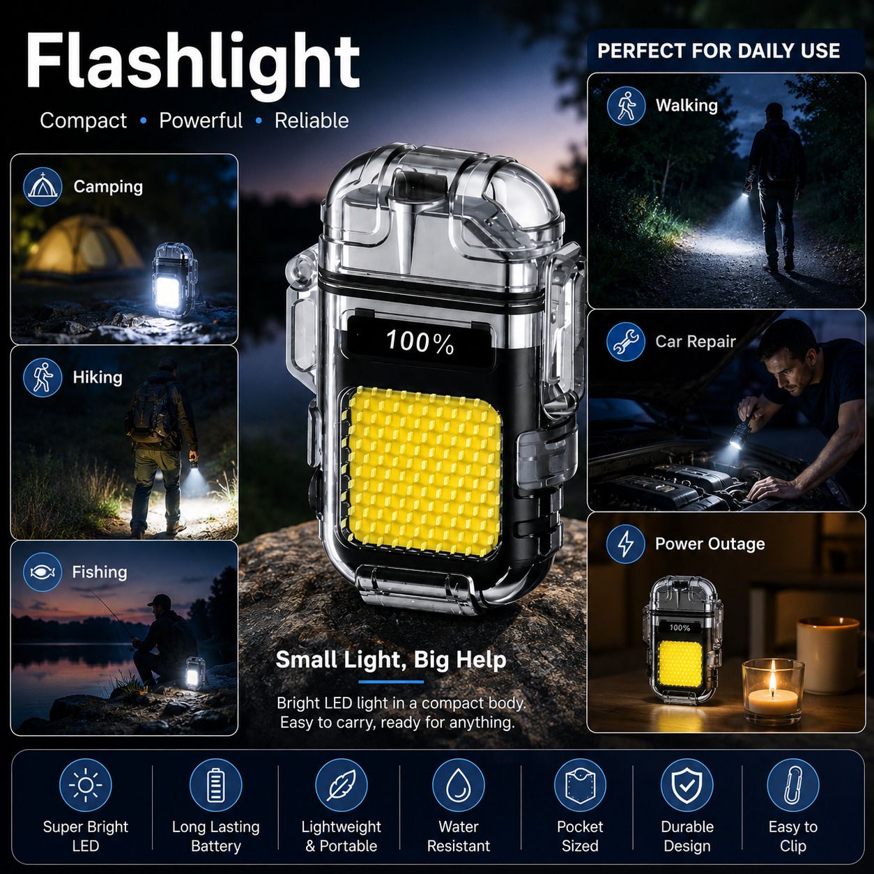 nebulastar LED Flash Light with Lighter | COB Light | Emergency Light LED Spot Light-picture-37