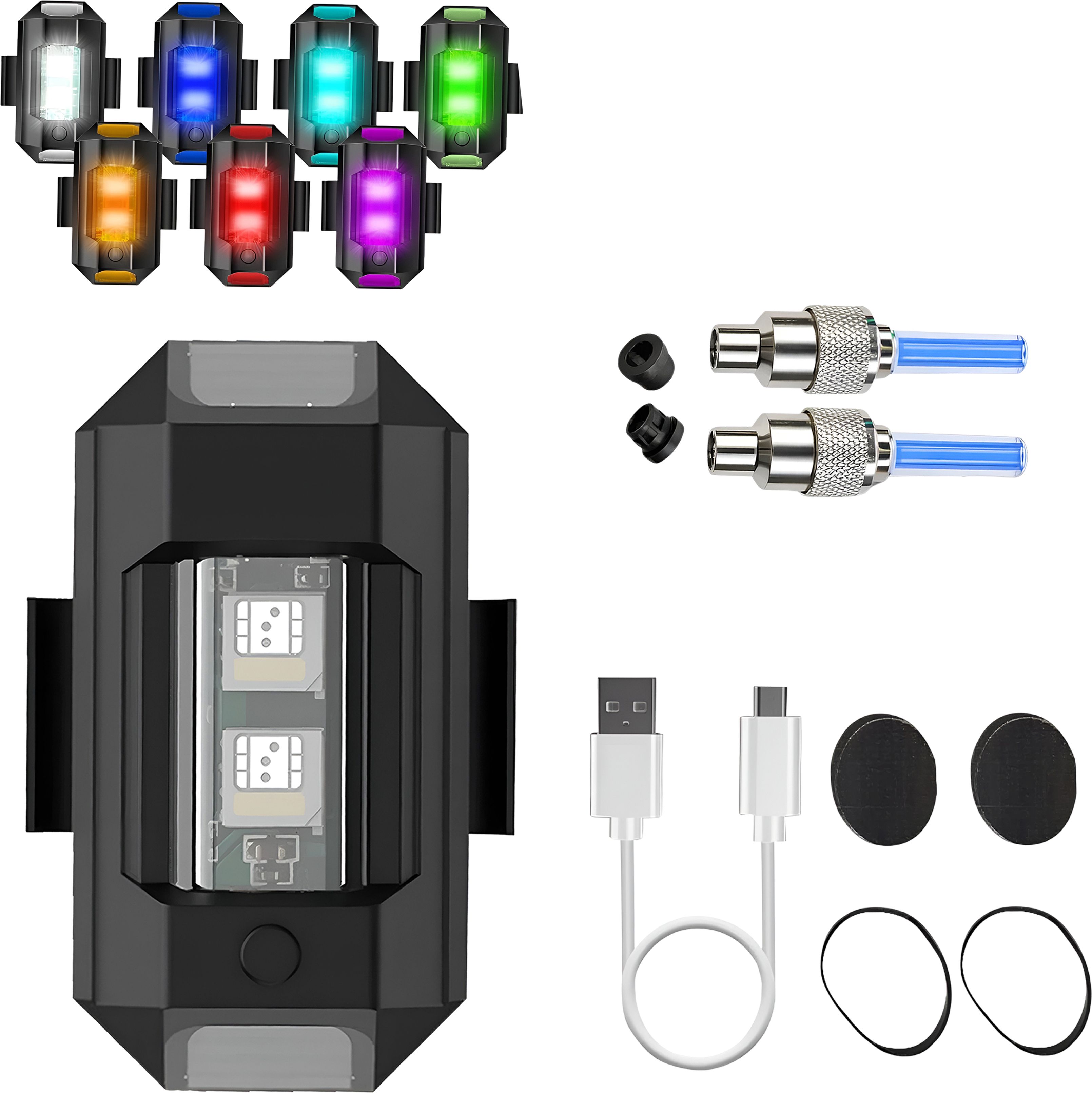razaiq 7 Color LED Strobe Light with Blue Valve Cap for Bicycle Bike Car Waterproof LED Front Rear Light Combo-picture-37