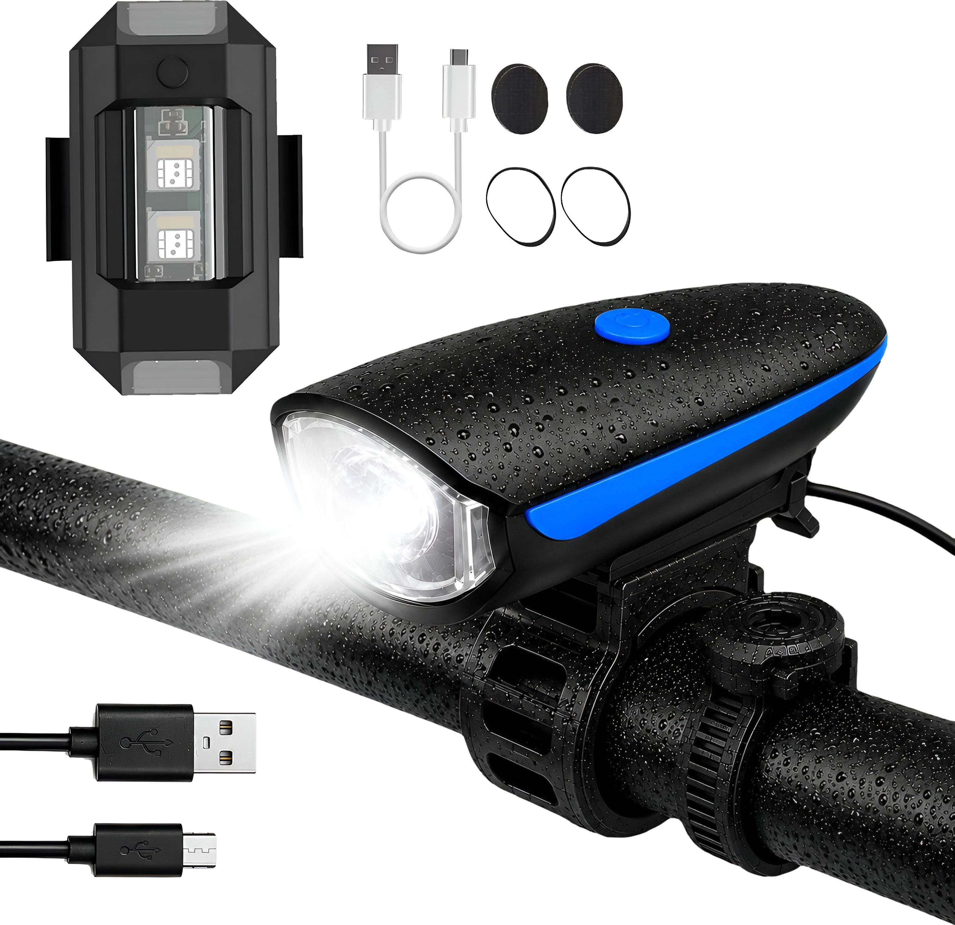 razaiq Cycle Light Kit Front Lamp Horn LED Valve Lights Waterproof Safety Set MTB LED Front Rear Light Combo-picture-14