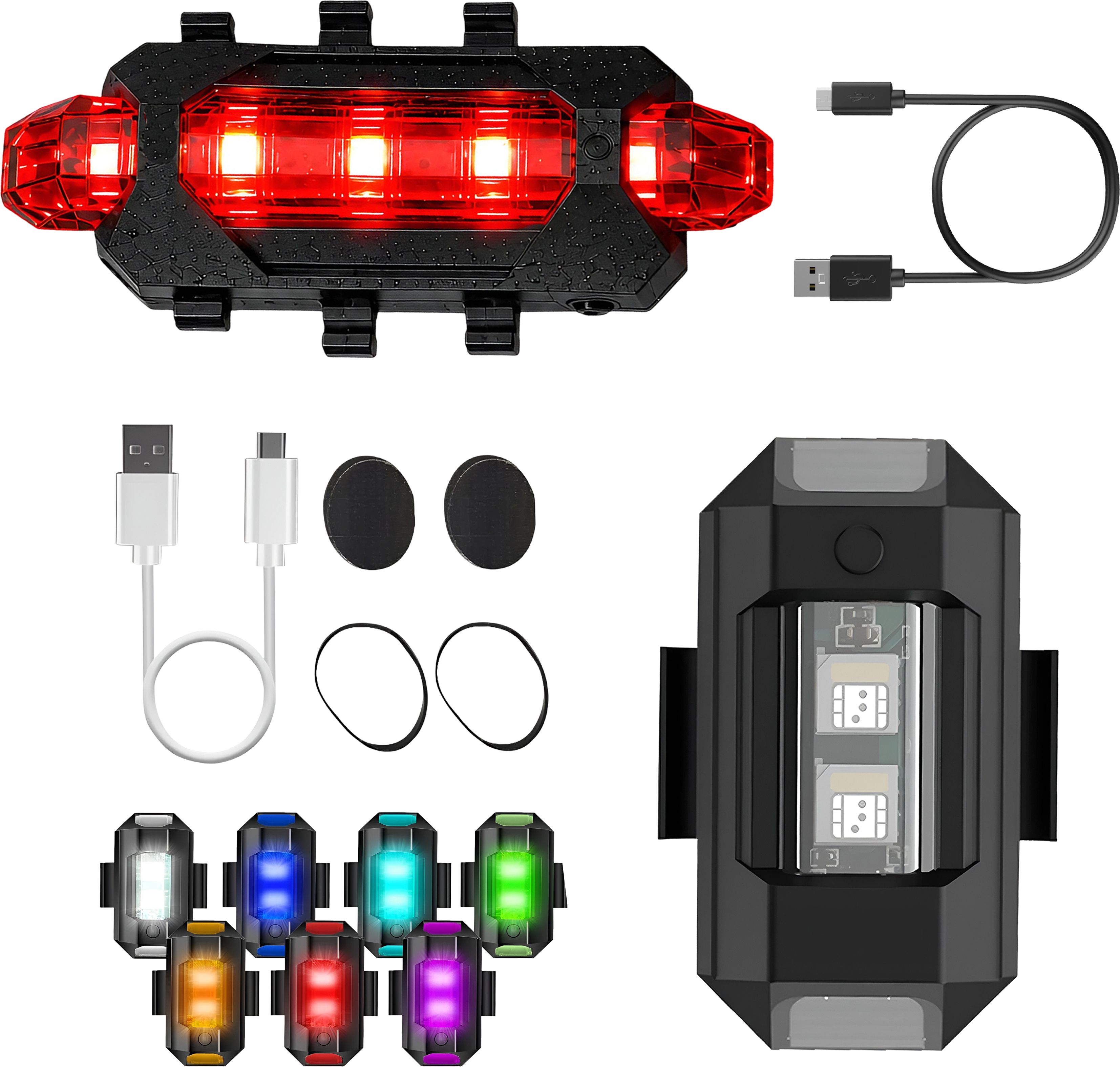razaiq Airplane LED Strobe with USB Rechargeable Cycle Tail Light Waterproof Safety Kit LED Front Rear Light Combo-picture-14