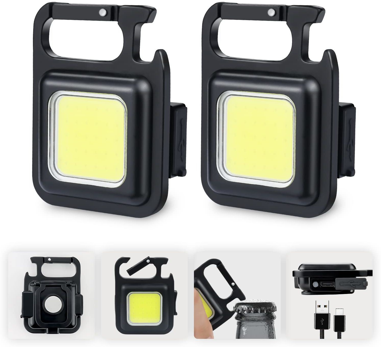 luxurium decor Keychain LED Light with Bottle Opener, Magnetic Base, Rechargeable LED 6 hrs Torch Emergency Light image 1
