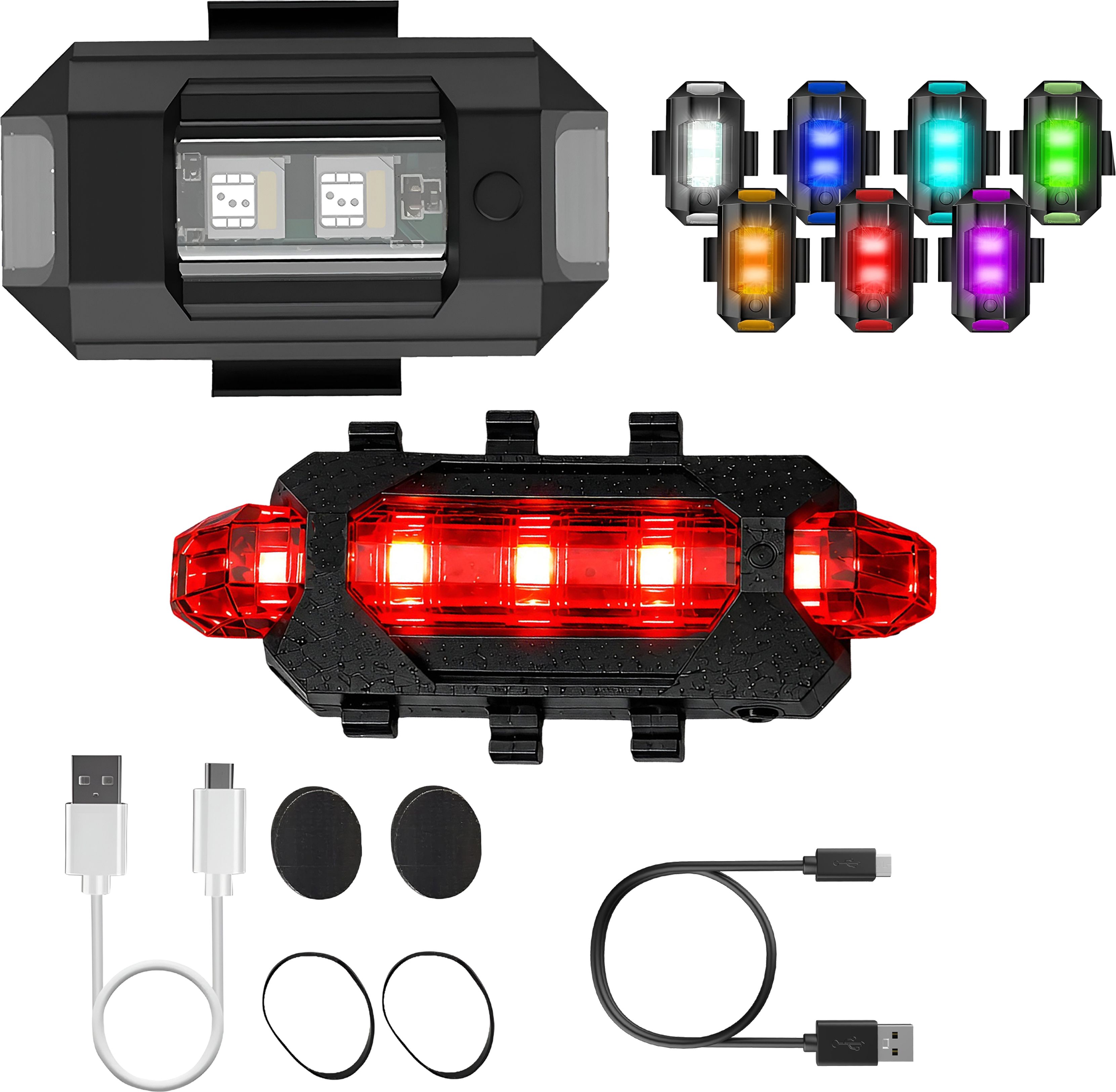 razaiq Airplane Style LED Strobe with Bicycle USB Tail Light Waterproof Set LED Front Rear Light Combo-picture-11