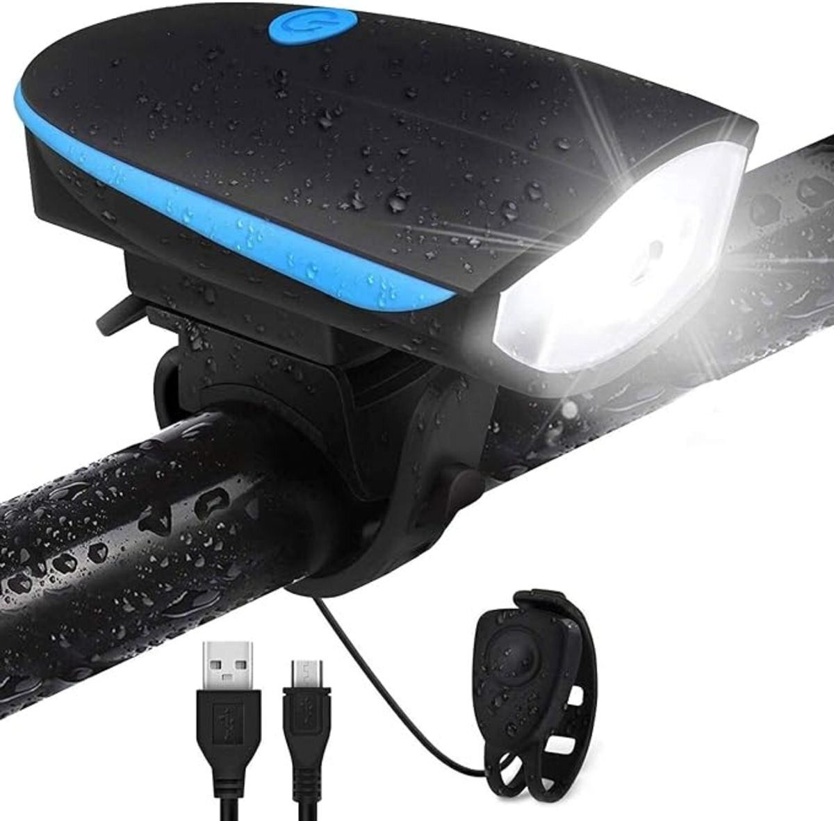 Ultra Bright Light with Horn 140 Db, Bicycle Front Headlight ,USB Rechargeable LED Front Light