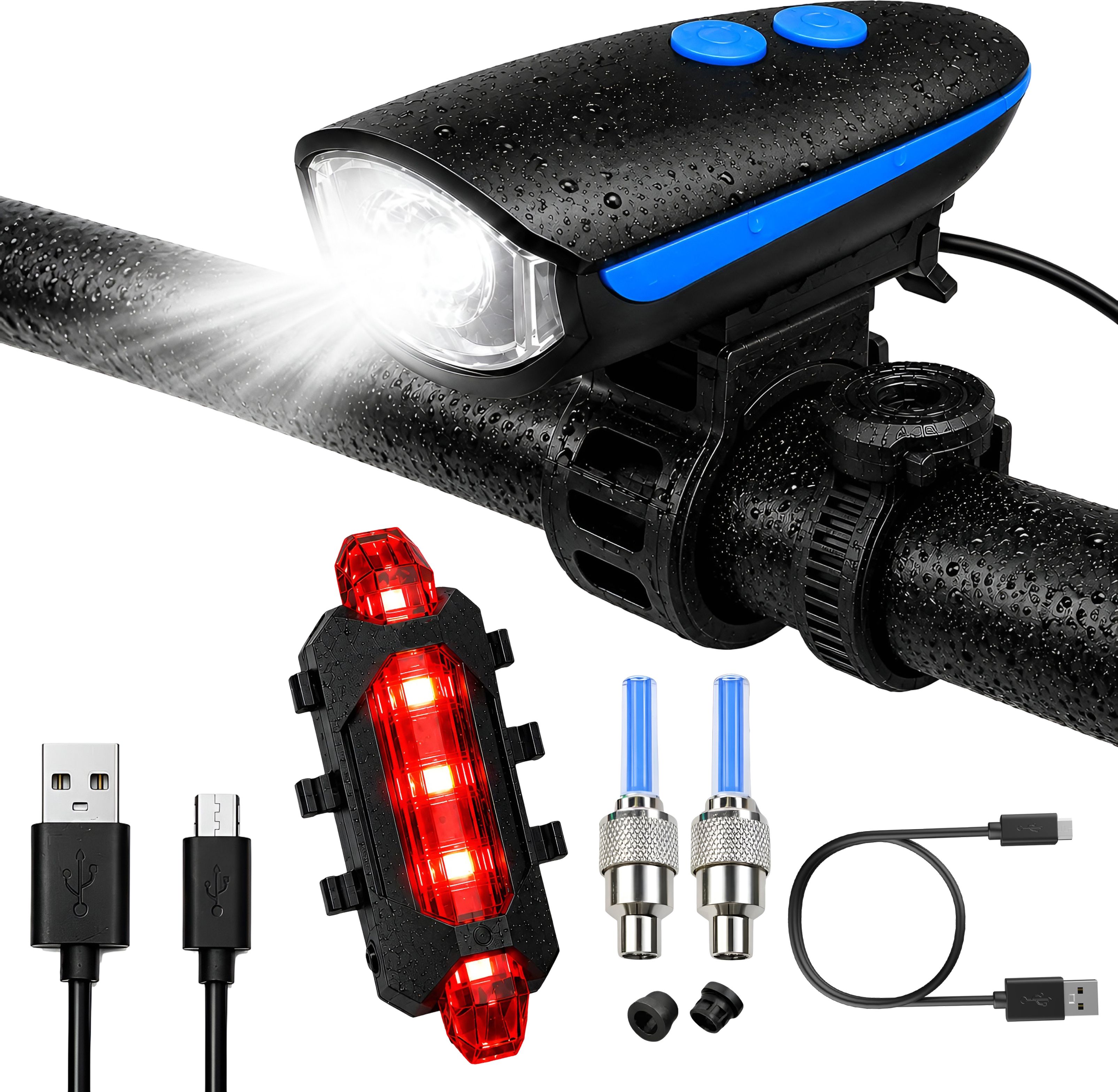 razaiq Cycle Light Set with Front Headlight Tail Light & LED Valve Lights LED Front Rear Light Combo-picture-12