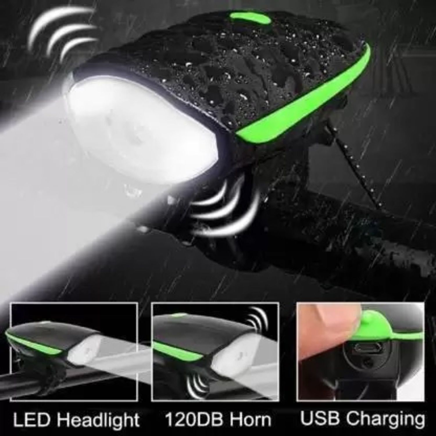 blackbell Ultra Bright Bike Lights Set with Horn, Bicycle Front Headlight,USB Rechargeable LED Front Light-picture-1