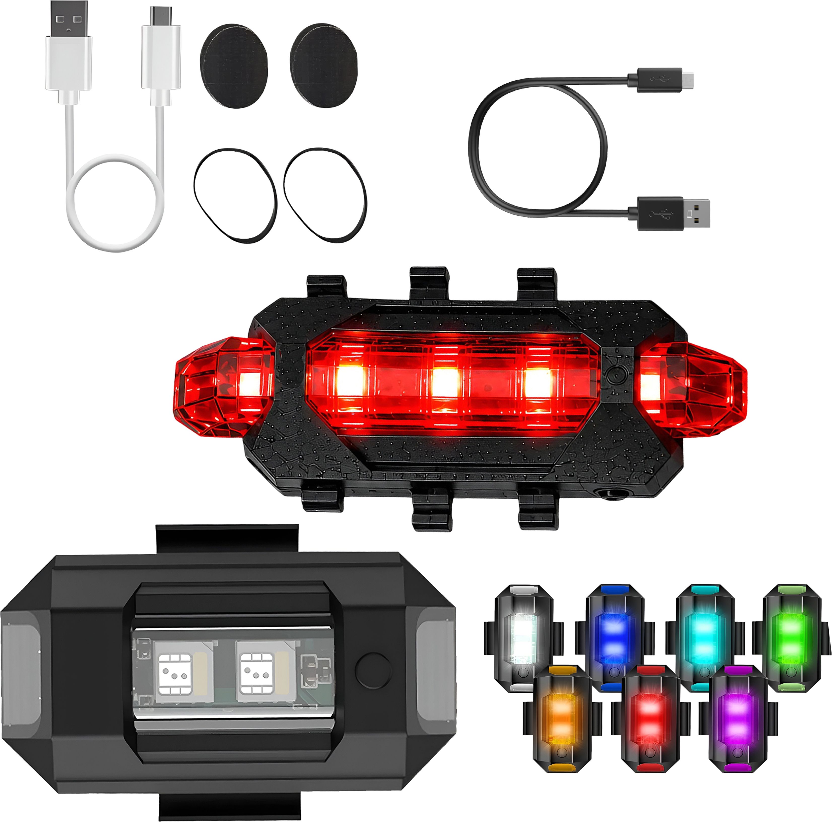 razaiq Aluminum LED Warning Light with USB Rechargeable Cycle Tail Lamp Set LED Front Rear Light Combo-picture-38